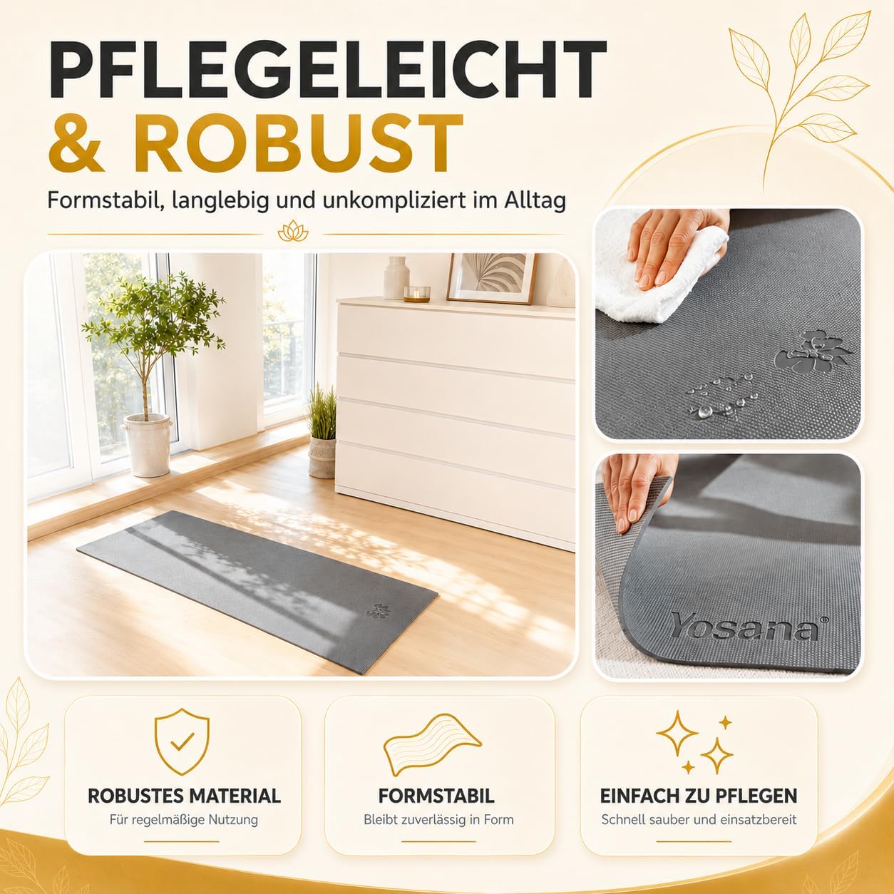 Yogamatte inkl. Tragetasche & Video Kurs I Yoga Matte rutschfest I weiche Gymnastikmatte I Sportmatte 183x60cm I Fitnessmatte I Pilatesmatte 6mm Dick – Bild 5