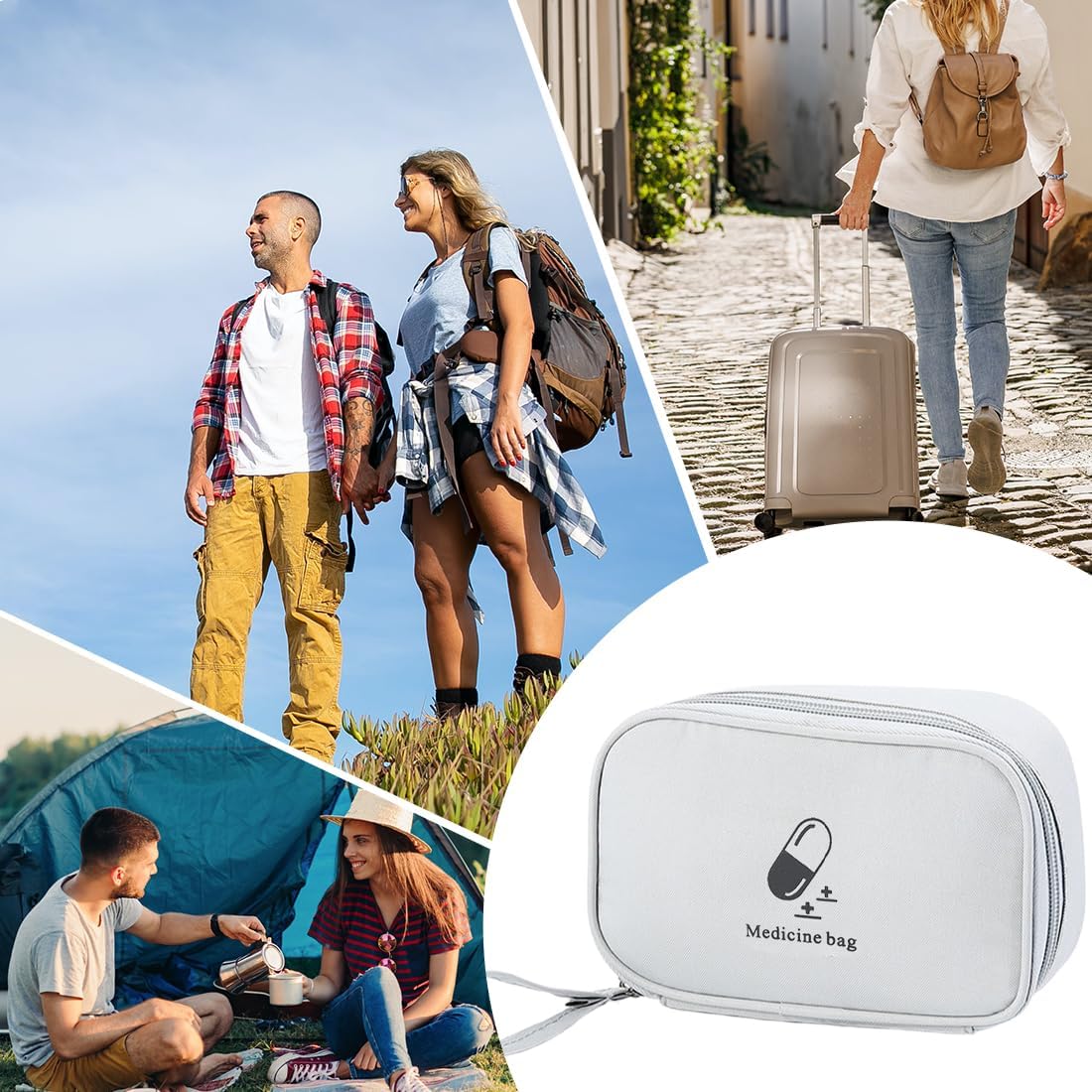 Praktische Reiseapotheke in Taschenform für unterwegs, kleine Medikamententasche Reisen, Erste-Hilfe-Set Outdoor, für Schule, Camping, Zuhause oder auf Reisen (Grau) – Bild 6
