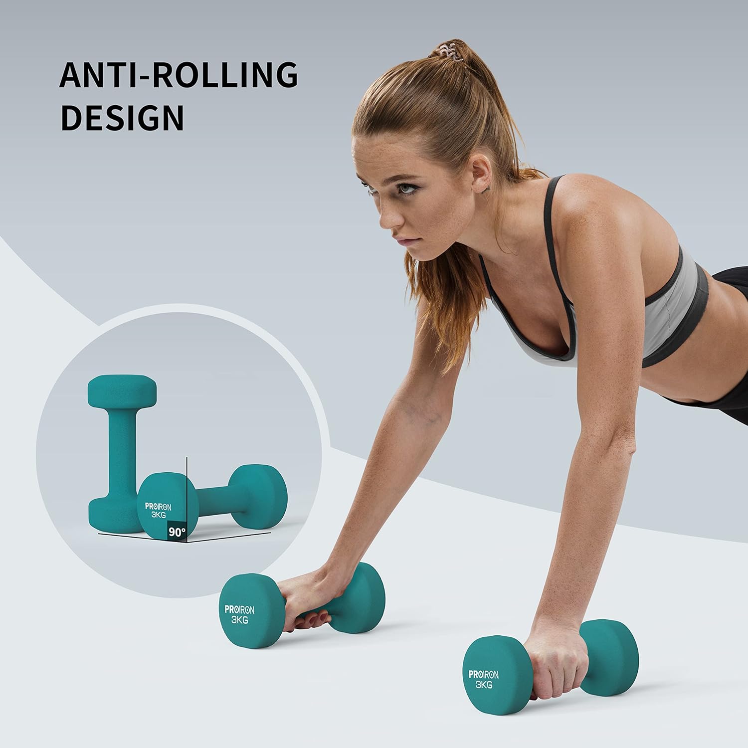 Proiron Neopren-Hantel-Set, kleine Hanteln (2er-Set) für Damen, Gymnastik, Yoga, Pilates und Kinder – Bild 4