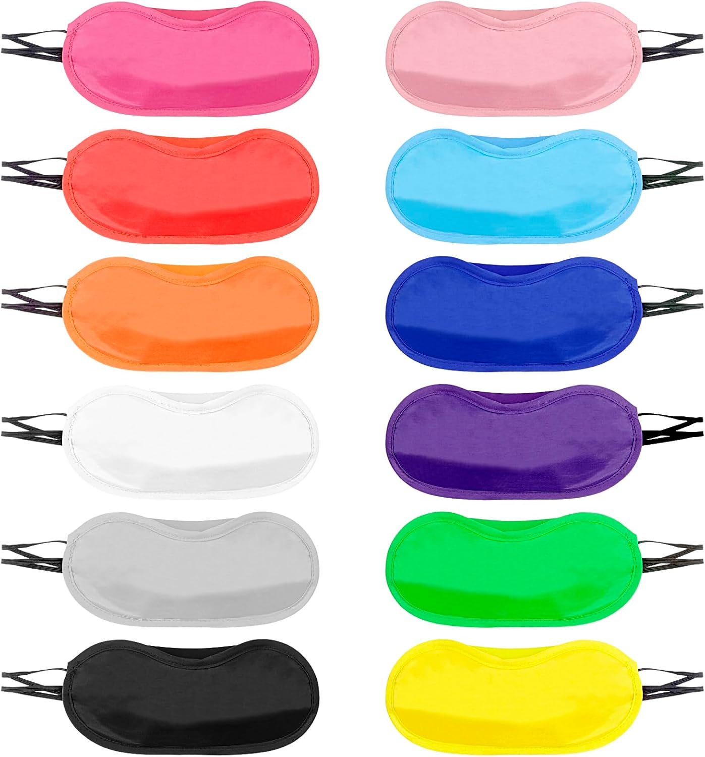 12 Stück mehrfarbige Schlafmasken, Augenmaske mit Nasenpads und elastischen Bändern, lichtblockierende Augenbinde für Seitenschläfer, Damen, Herren, Reisen, Party, Schlafen (12 Farben)