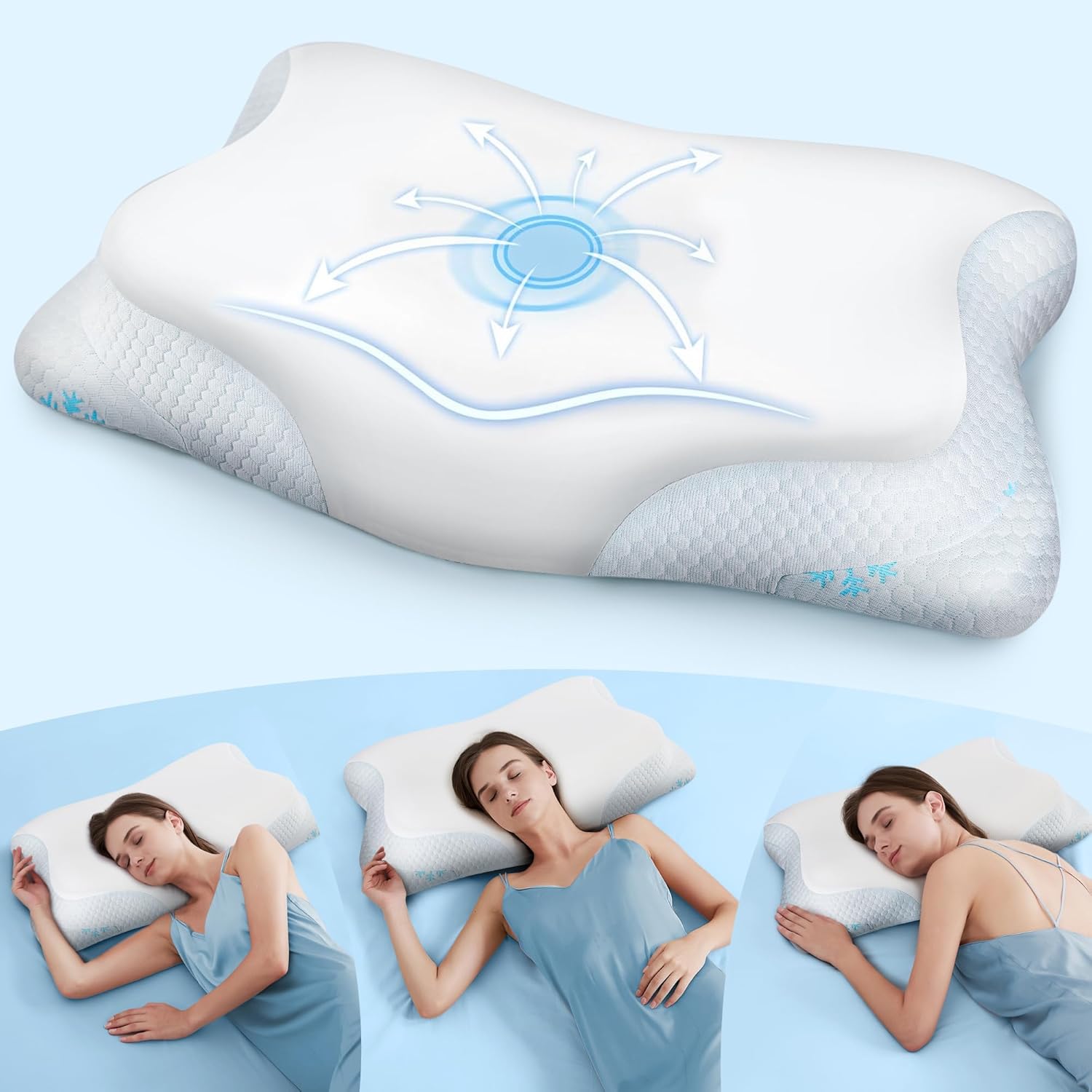 Nackenkissen Memory Foam – 2-in-1 ergonomisches Memory Foam Kissen Schmetterlingskissen Seitenschläferkissen Nackenstützkissen Oeko-Tex® – Bild 9
