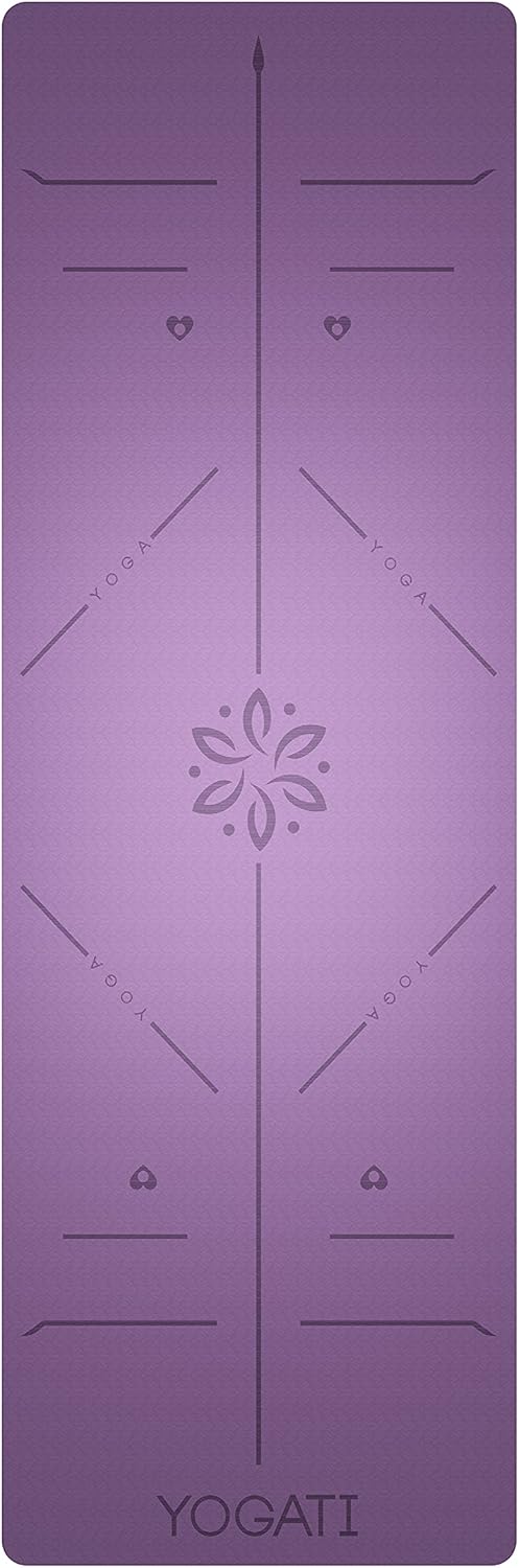 YOGATI Yogamatte, rutschfest, schadstofffrei, mit Tragegurt, Yogamatte mit Ausrichtungslinien, ideale Yogamatte zur Verwendung als Gymnastikmatte, Sportmatte, Fitnessmatte, Yogamatte – Bild 2