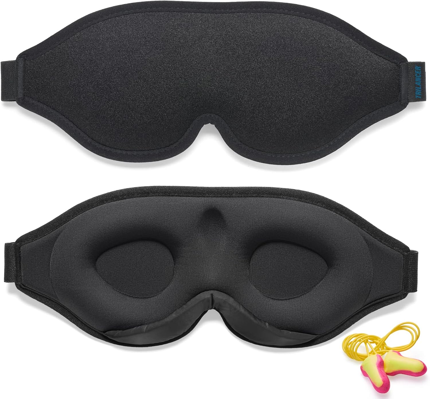 2026 Innovative Schlafmaske für Männer und Frauen, 99,99 % lichtblockierend, ergonomisch, verstellbare Augenmaske mit Ohrstöpseln, Schlaf, Nickerchen, Meditation, Reisen, bequemer Schlaf (schwarz)