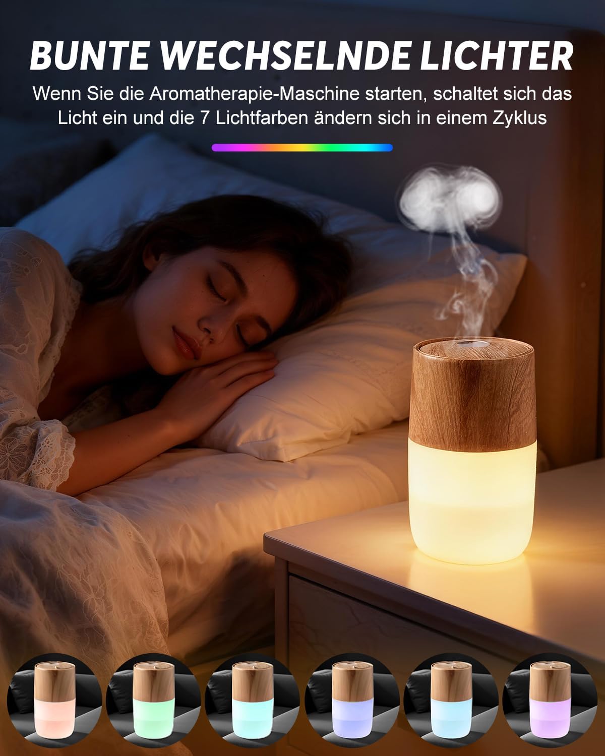 300 ml Aromadiffusor mit Quallenspray, Aromatherapie-Diffusor für ätherische Öle, automatische Abschaltfunktion, 7-Farben-LED-Licht, leiser Luftbefeuchter für Zuhause, Büro – Bild 2