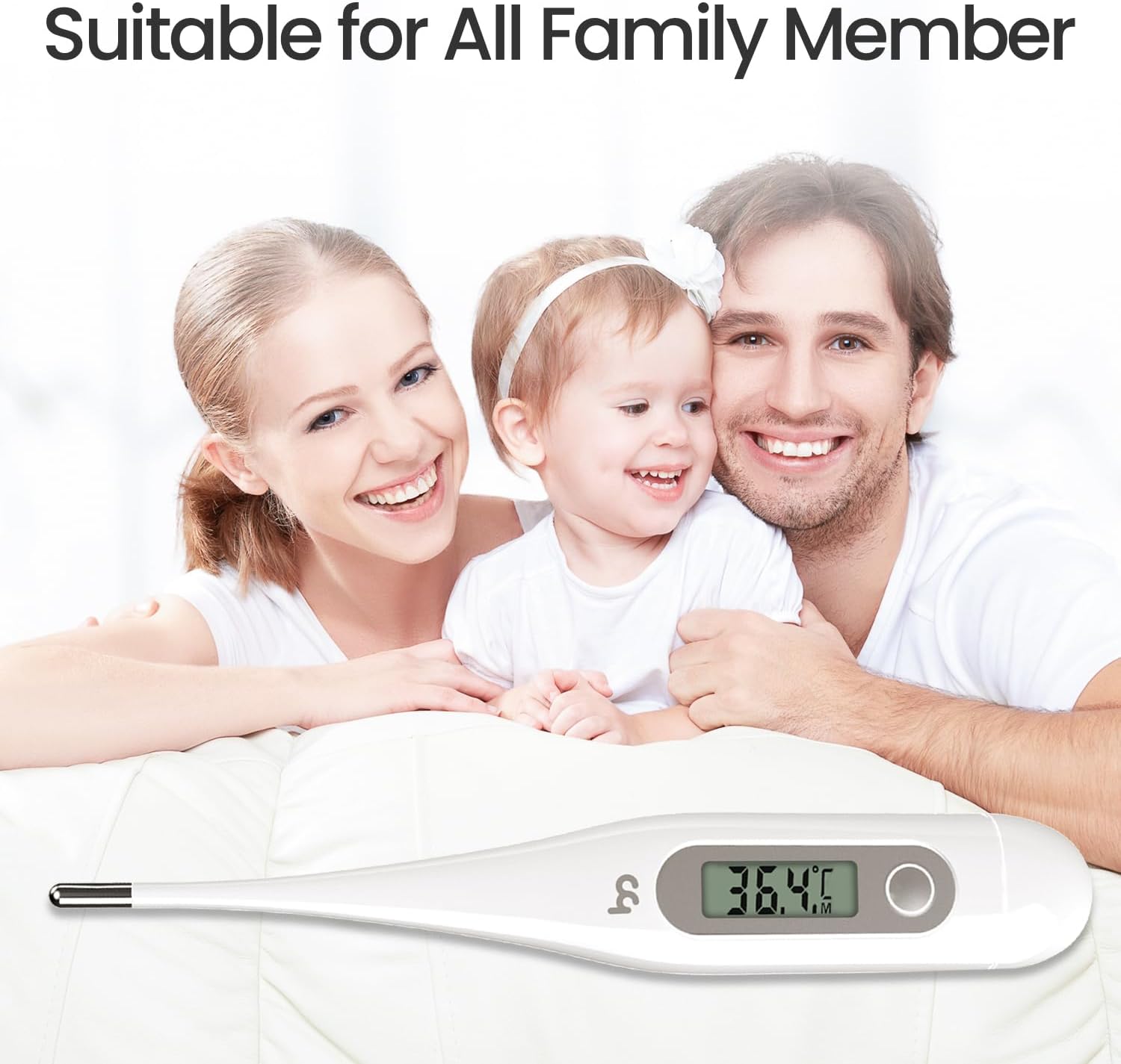Digitales Fieberthermometer, rektales, orales, Achselthermometer, Fieberthermometer für Babys, Kinder, Erwachsene, genaue und schnelle Messwerte, wasserdichte Sonde, Grau – Bild 8