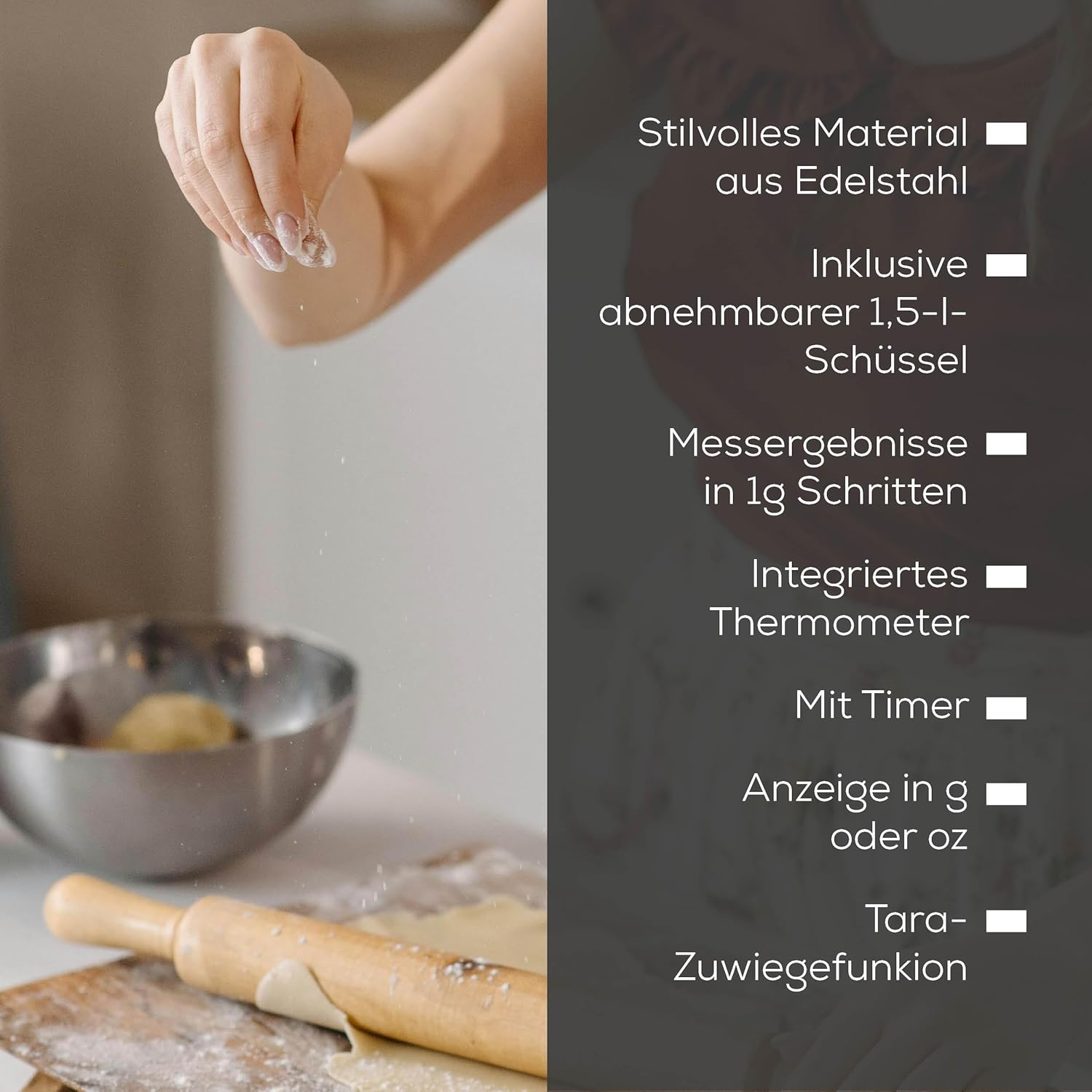 Beurer KS54 Küchenwaage mit Edelstahlschüssel – Bild 5