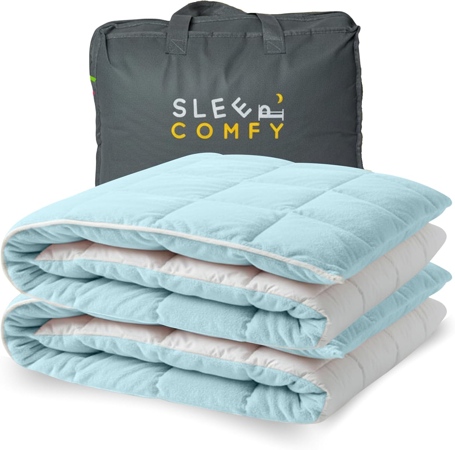 SLEEP COMFY Gewichtsdecke, 2,4 kg Therapiedecke zum Stressabbau und bei Angstzuständen, hypoallergene Glasperlen, weiche und kühlende Baumwolle und Öko-Tex (blau, 90 x 120 cm)