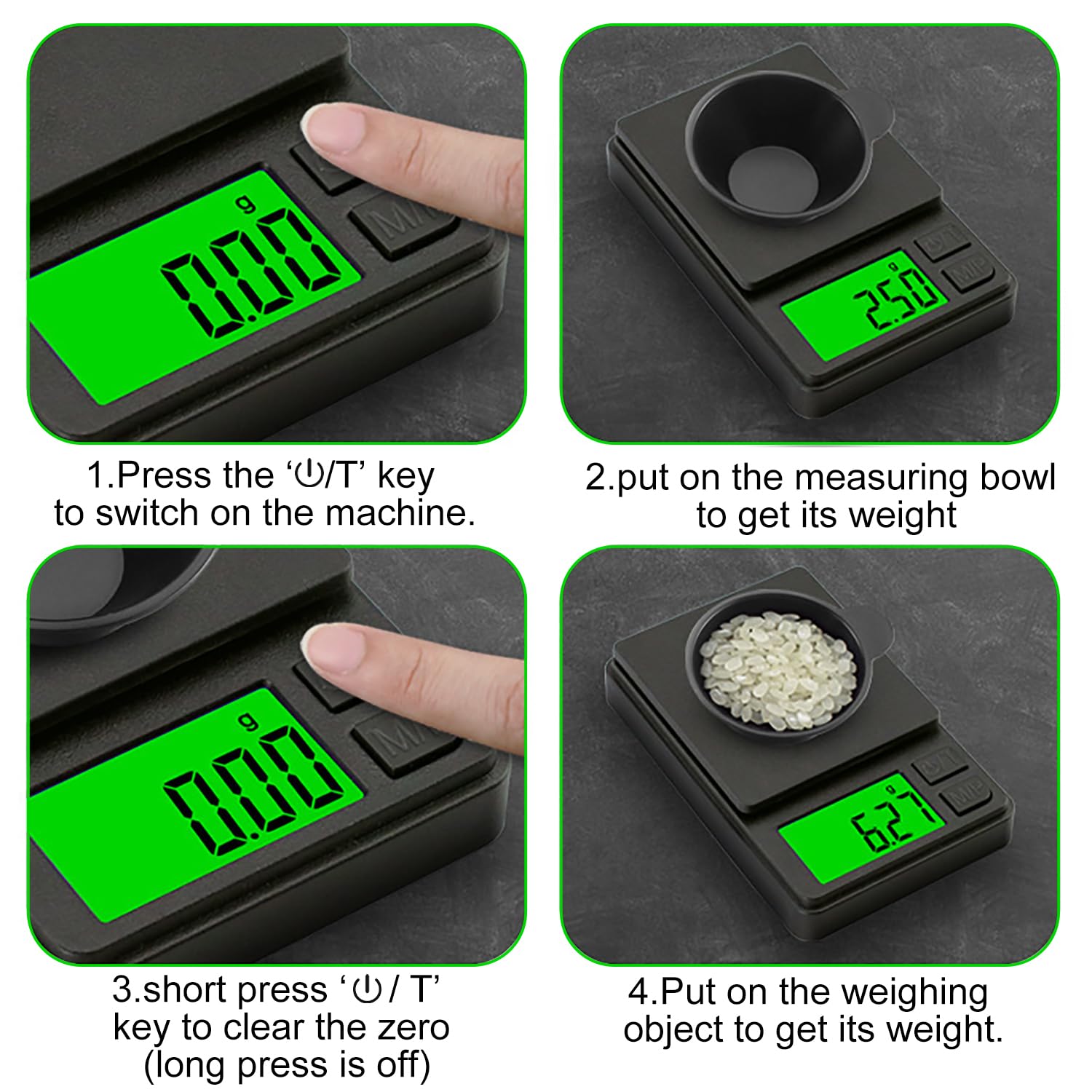 GeekerChip Präzisionswaage 0,01 g/1000 g, digitale Küchenwaage, tragbare Taschenwaage, multifunktionale Taschenwaage, Grammwaage, mit LCD-Display, für Lebensmittel, Schmuck, Medizin, Labor, Kaffee – Bild 6