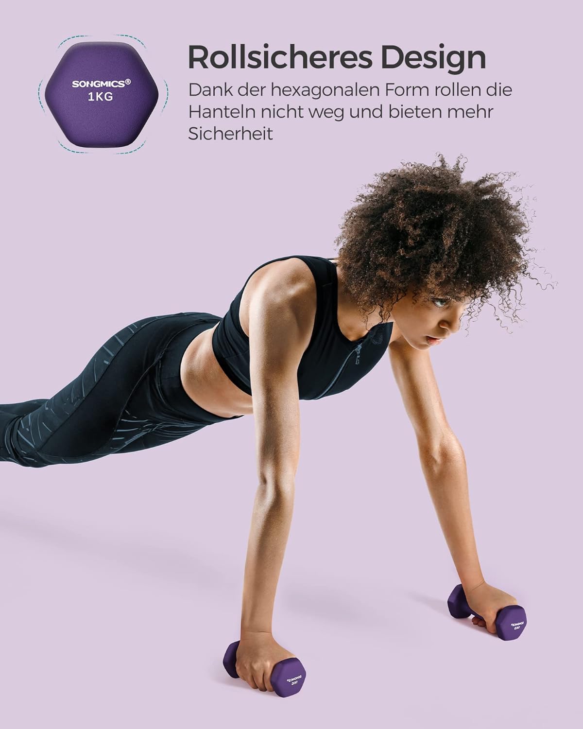 SONGMICS Hanteln 2er Set Hanteln Set Hanteln Hexagon Neoprenbeschichtung Krafttraining Workout Fitness Training Zuhause – Bild 7