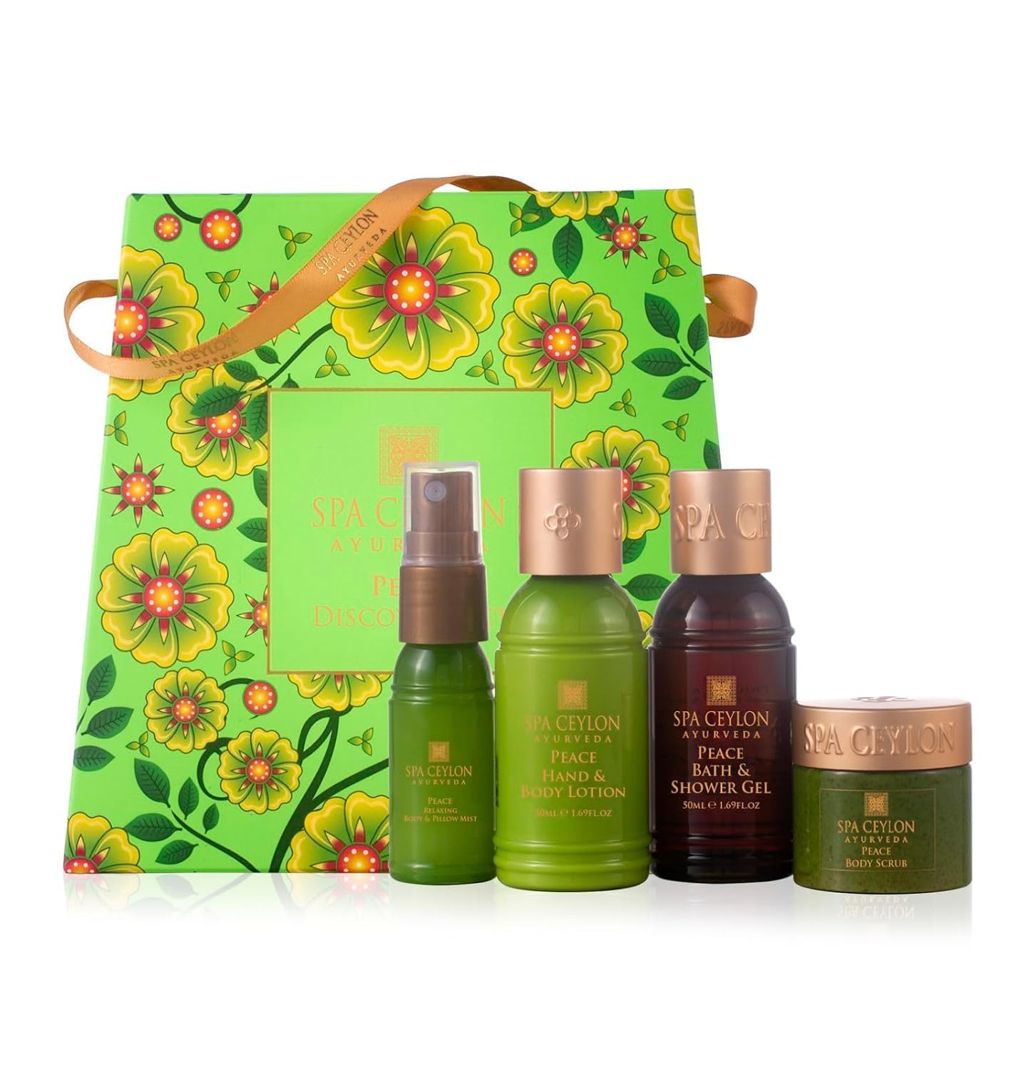 SPA CEYLON Peace Discovery Set – Ayurveda-Set mit Körperpflege & Aromatherapie, Geschenkset mit Nebel, Balsam, Duschgel & Körpercreme, wohltuend & vegan, ideal zum Kennenlernen