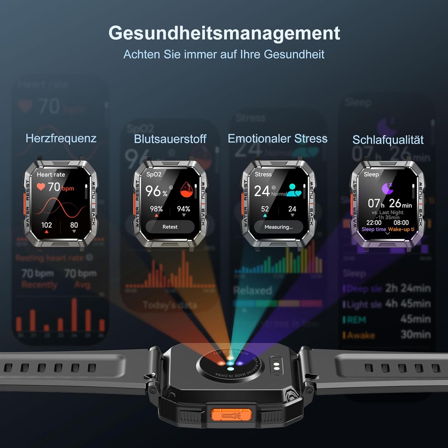 Blackview Smart Watch Herren Fitnessuhr mit Telefonfunktion, Anrufe tätigen/empfangen, Kompass, IP68 wasserdicht, Sportuhr mit 100+ Sportmodi, Herzfrequenz-Schlafmonitor, Schrittzähler, Uhr für Android iOS – Bild 4