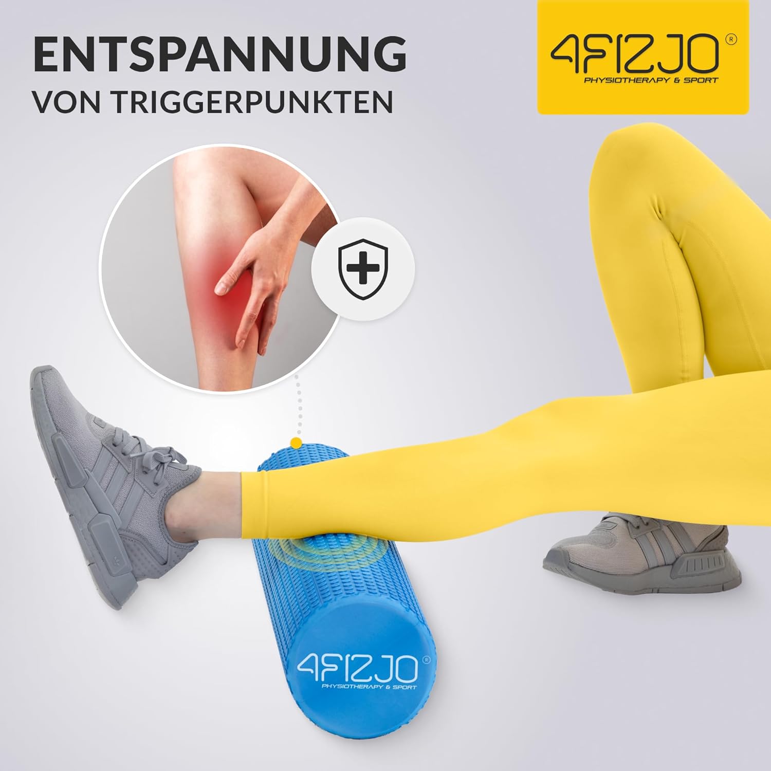 4FIZJO Faszienrolle mit Noppen aus EVA-Schaum, Durchmesser 15 cm, Länge 60 cm, Massagerolle, Rückenrolle, leicht, langlebig, mittlere Härte, Faszientraining, Massagetraining, blau – Bild 3