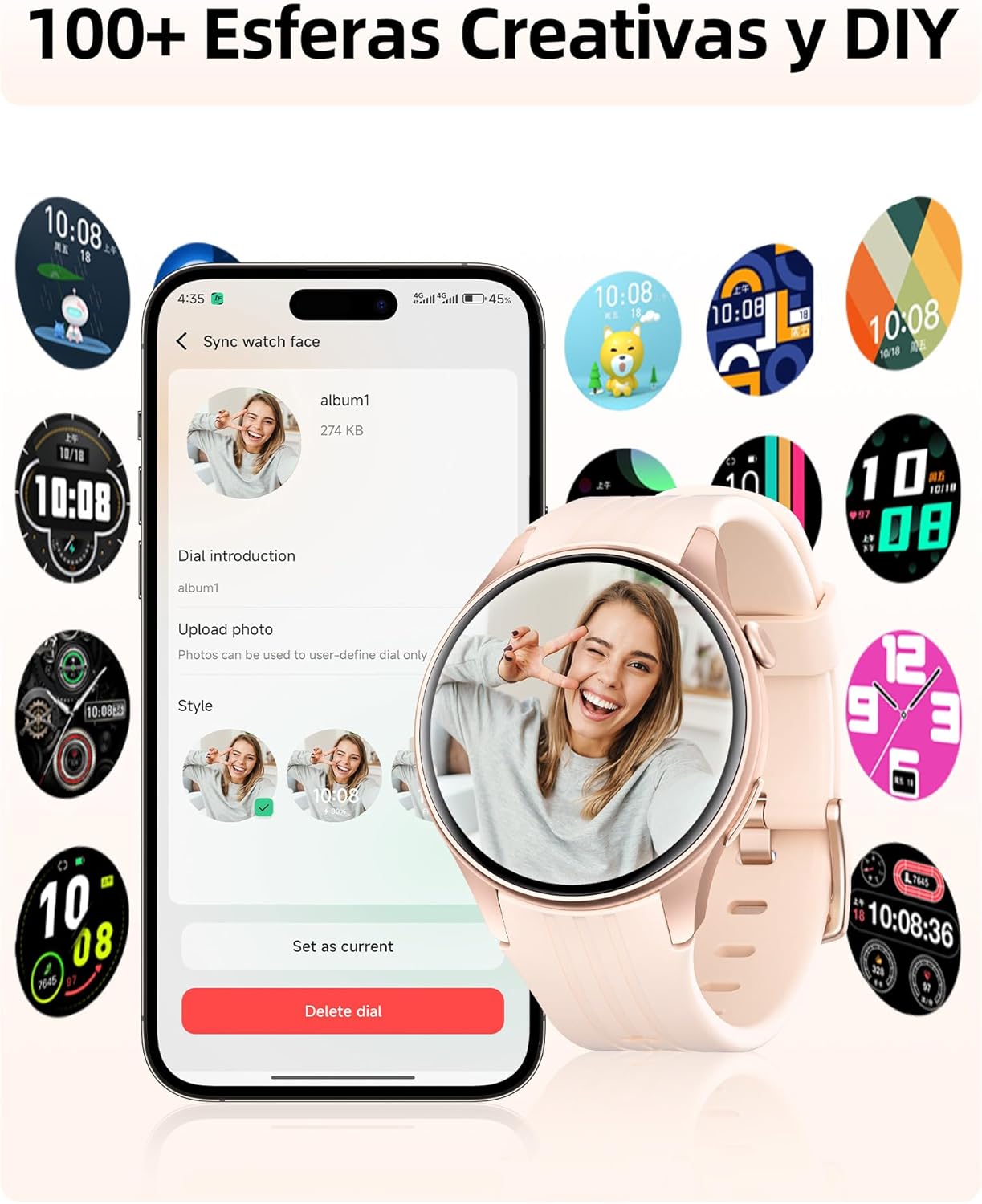 Parsonver Smartwatch mit GPS, Fitnessuhr mit Bluetooth-Telefonfunktion, 100+ Sportmodi, Herzfrequenz, Schlaf, Stress, SpO2, IP68 wasserdicht, Smartwatch für Android und iPhone (Roségold, 43 mm) – Bild 6