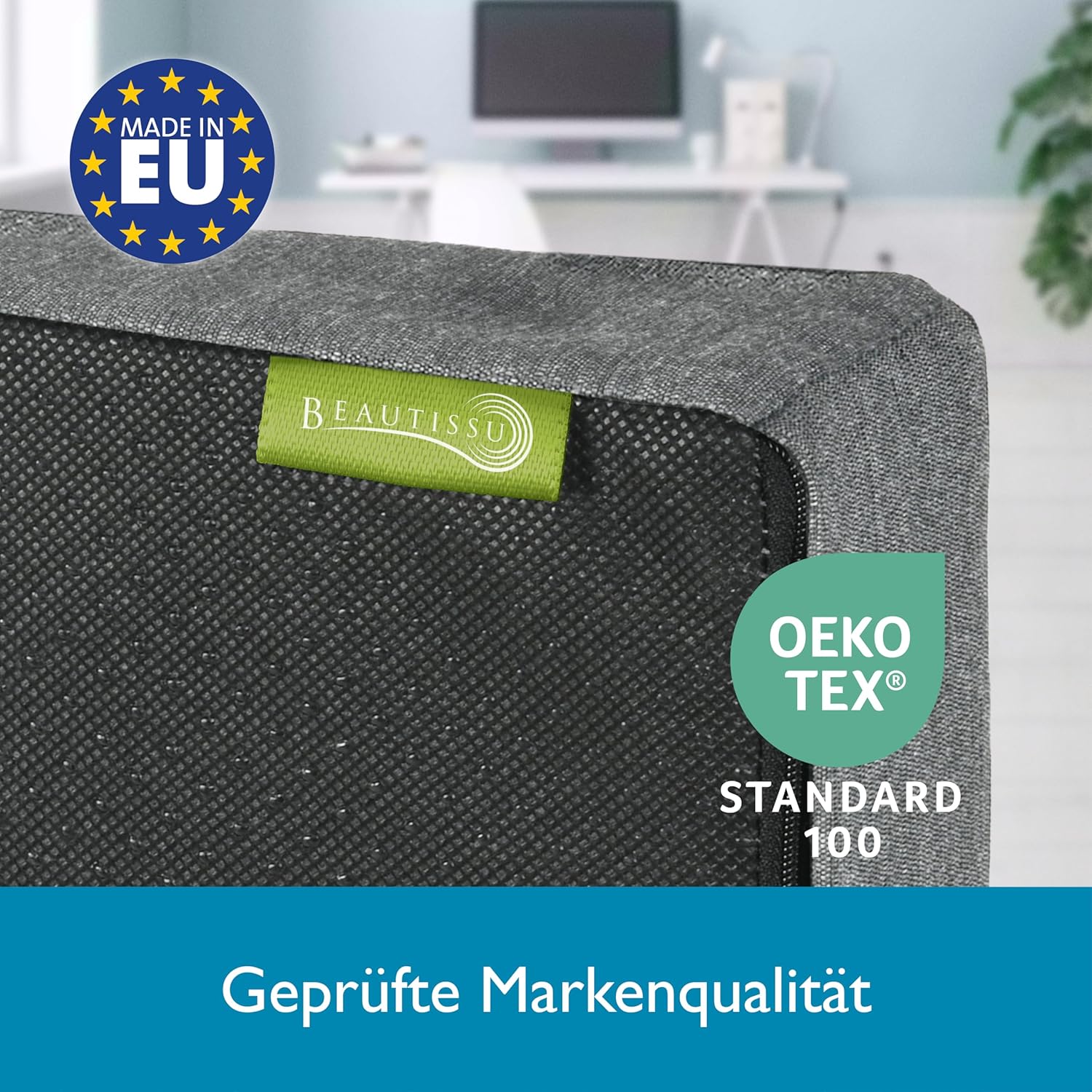 Beautissu Sitzkeilkissen, formstabil, rutschfester Bezug, waschbar & Reißverschluss – ergonomisches Sitzkissen, Keilkissen für Stuhl, Zuhause, Büro, Büro, Stuhlkissen, Büro, hellgrau – BeauErgo – Bild 5