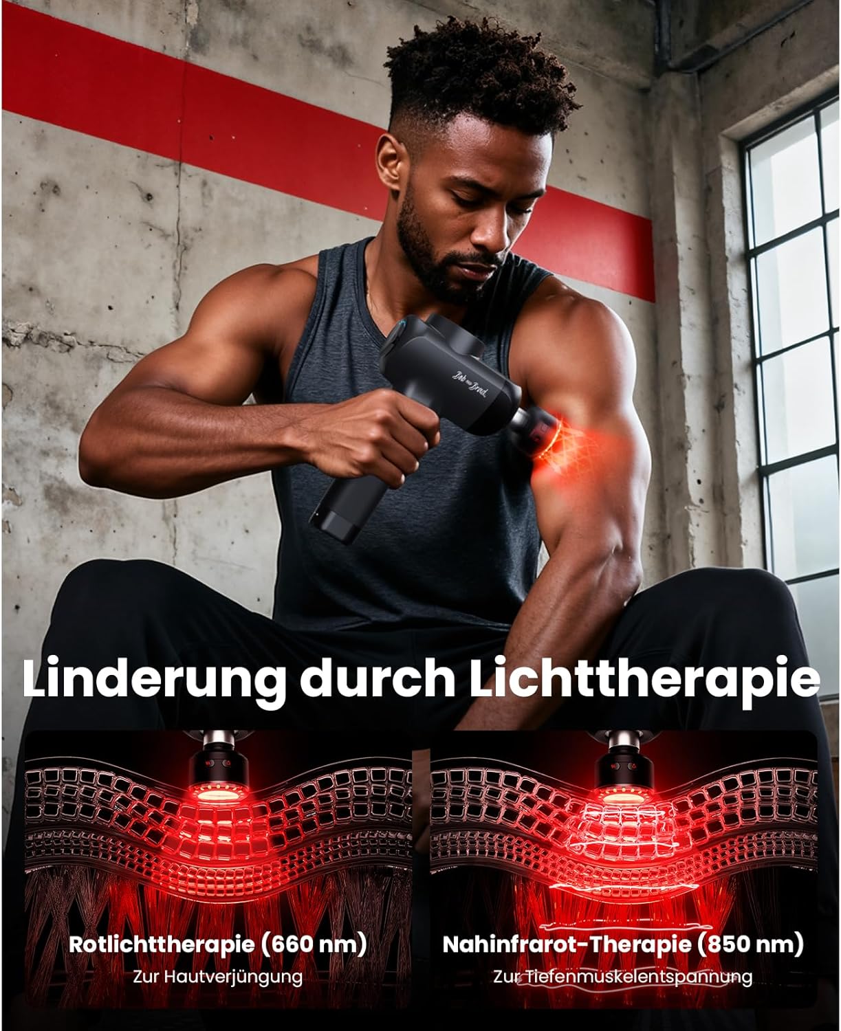 BOB AND BRAD X6 Ultra Massagepistole mit Infrarotlicht und Wärme – Professionelles Tiefengewebe-Muskelmassagegerät für Sportler, exklusiver Titankopf und 6 Aufsätze, Geschenk für Männer und Frauen – Bild 3