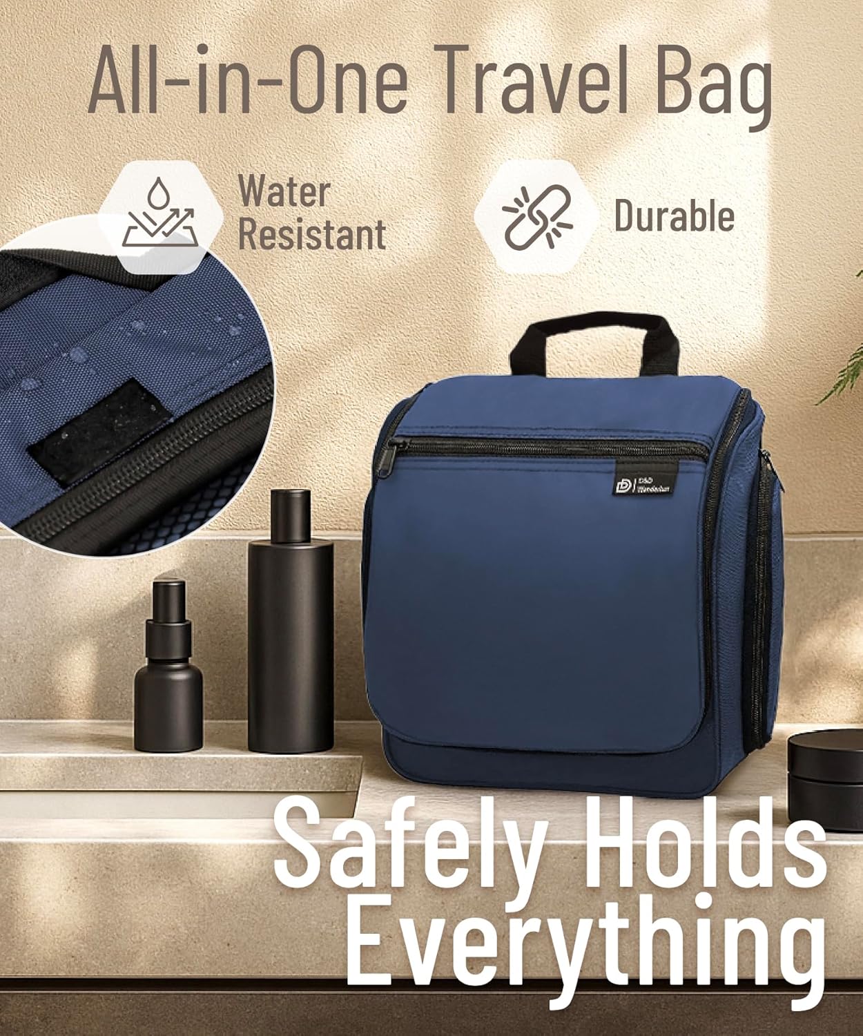 D&D – Hängende Kulturtasche – Designer-Reise-Make-up- und Toilettenartikel-Organizer für Männer und Frauen – Hängendes Kosmetik- und Toilettenzubehör-Etui mit drehbarem Metallhaken – Bild 6