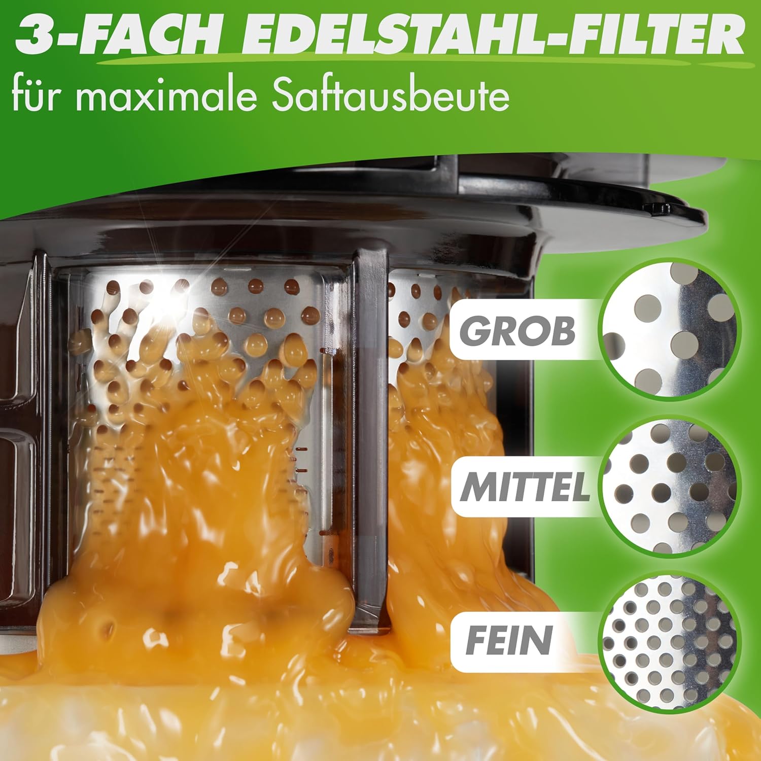 Nutrilovers Slow Juicer Nutri-Press Max Ganzfrucht-Entsafter mit XXL-150-mm-Öffnung, BPA-frei, inklusive Saftflasche, Slow-Juice-Rezeptbuch – Bild 5