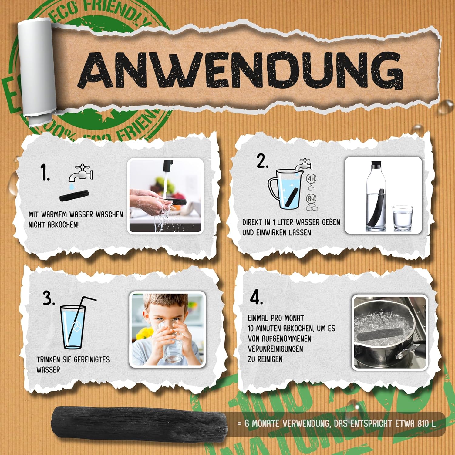 Baytiz Aktivkohle-Wasserfilter – Binchotan Aktivkohlefilter zur Wasseraufbereitung – Wasserfilter-Karaffen, Kohle-Wasserreiniger, Kohle-Trinkflasche, Kohlefilter, Trinkwasser mm – Bild 6