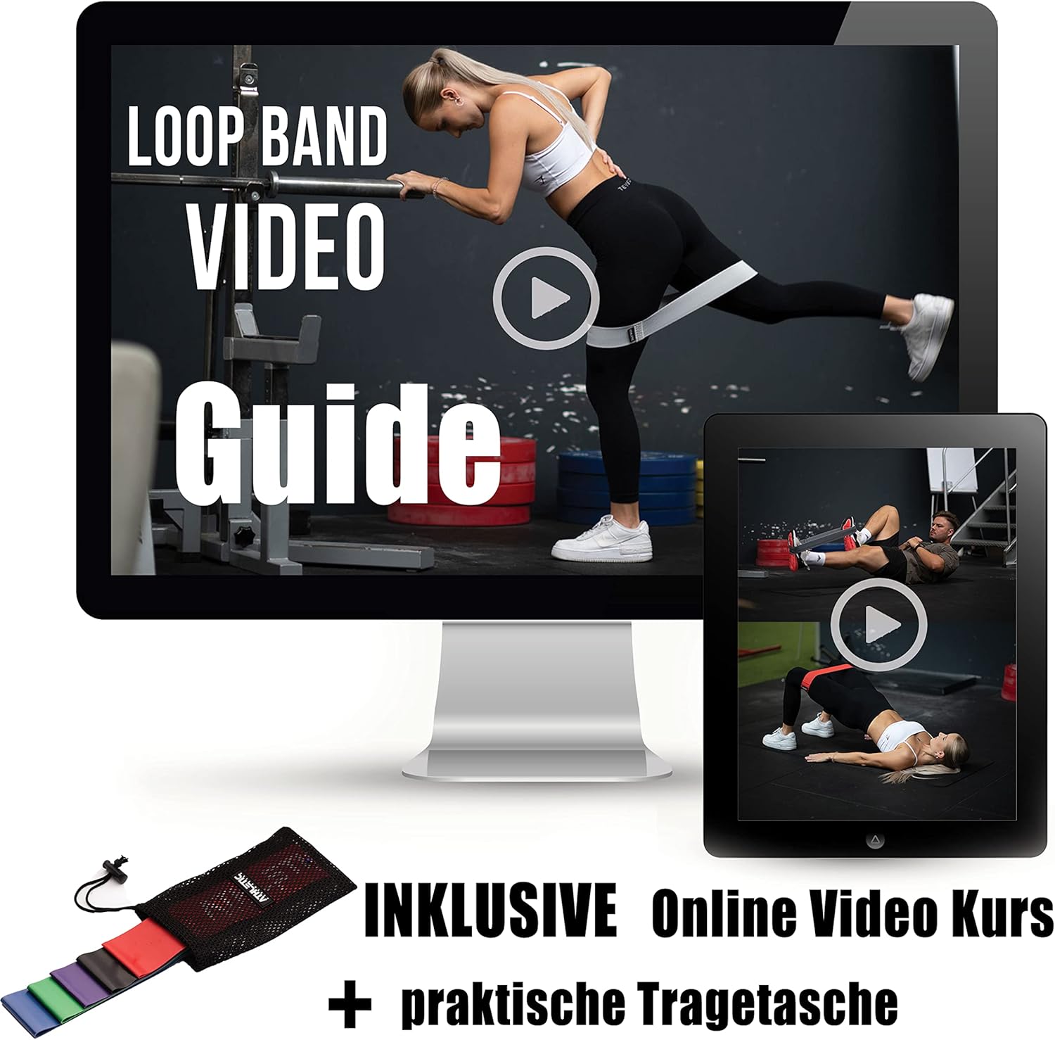 Athletic Aesthetics Premium Fitnessband-Set (Fitnessband-Sets + Tasche und Übungsanleitung) – Widerstandsbänder, Widerstandsbänder, Widerstandsbänder, Trainingsbänder, Loop-Bänder, Mini-Bänder. – Bild 4
