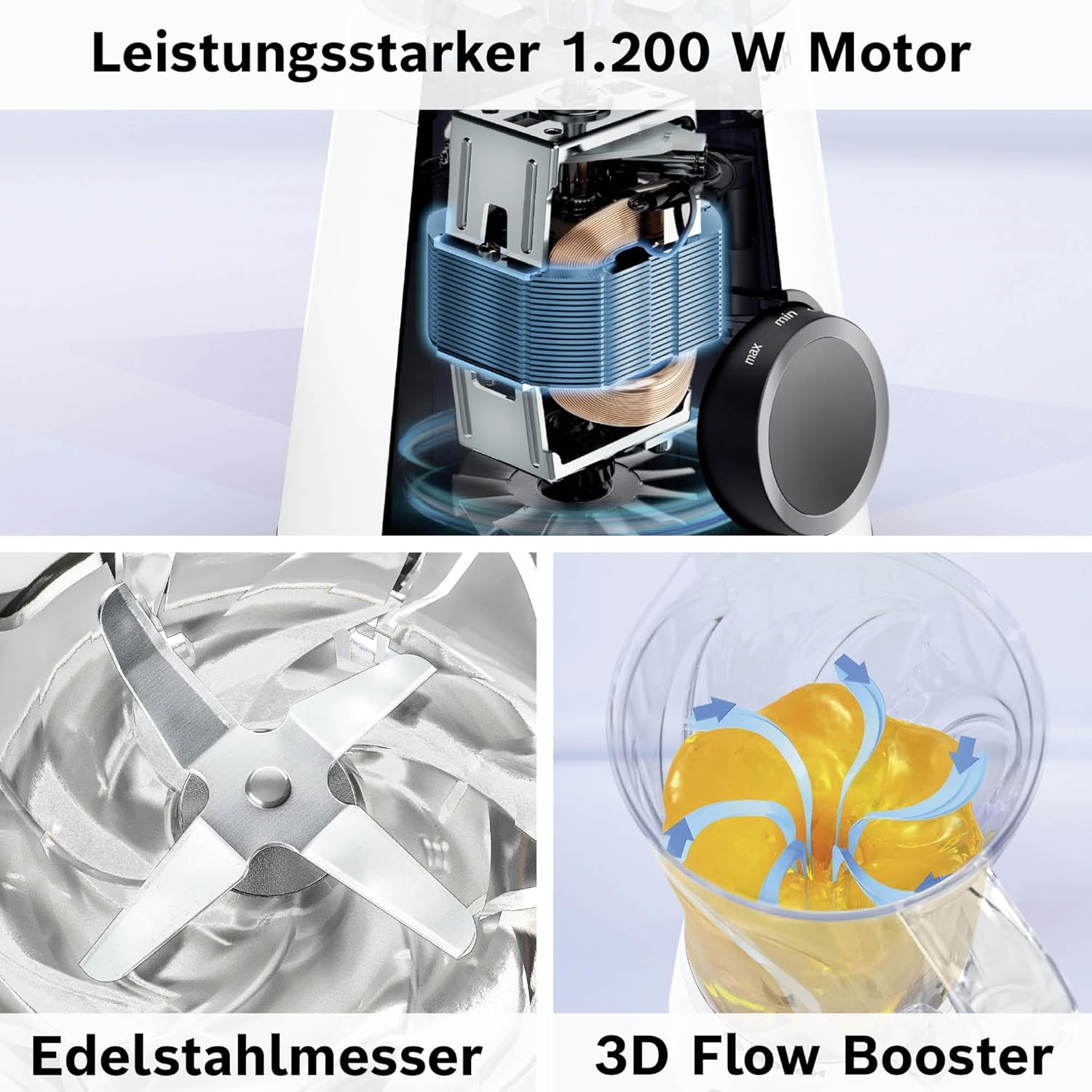 Bosch VitaPower Series 4 MMB6141W Smoothie Maker Mixer 1200 W, 1,5 l Kunststoff-Rührbehälter (Tritan), weiß, spülmaschinenfeste Teile, 30.000 U/min, hergestellt in Europa, VitaPower Series 4 – Bild 5