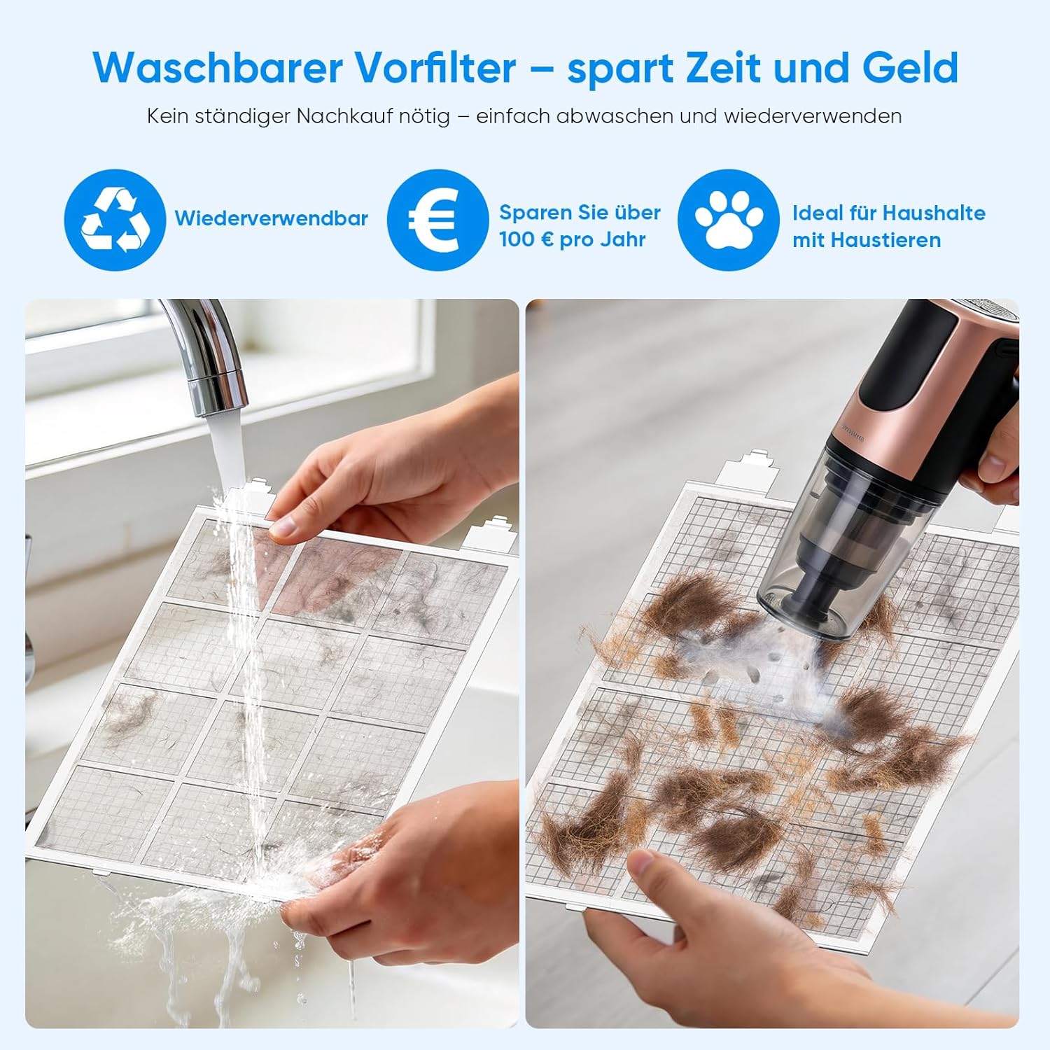 Luftreiniger für Allergiker für zu Hause, HEPA H14-Filter mit waschbarem Vorfilter gegen Zigarettenrauch, Schimmel und Gerüche, CADR 300 m³/h, App- und Alexa-Steuerung – Bild 8