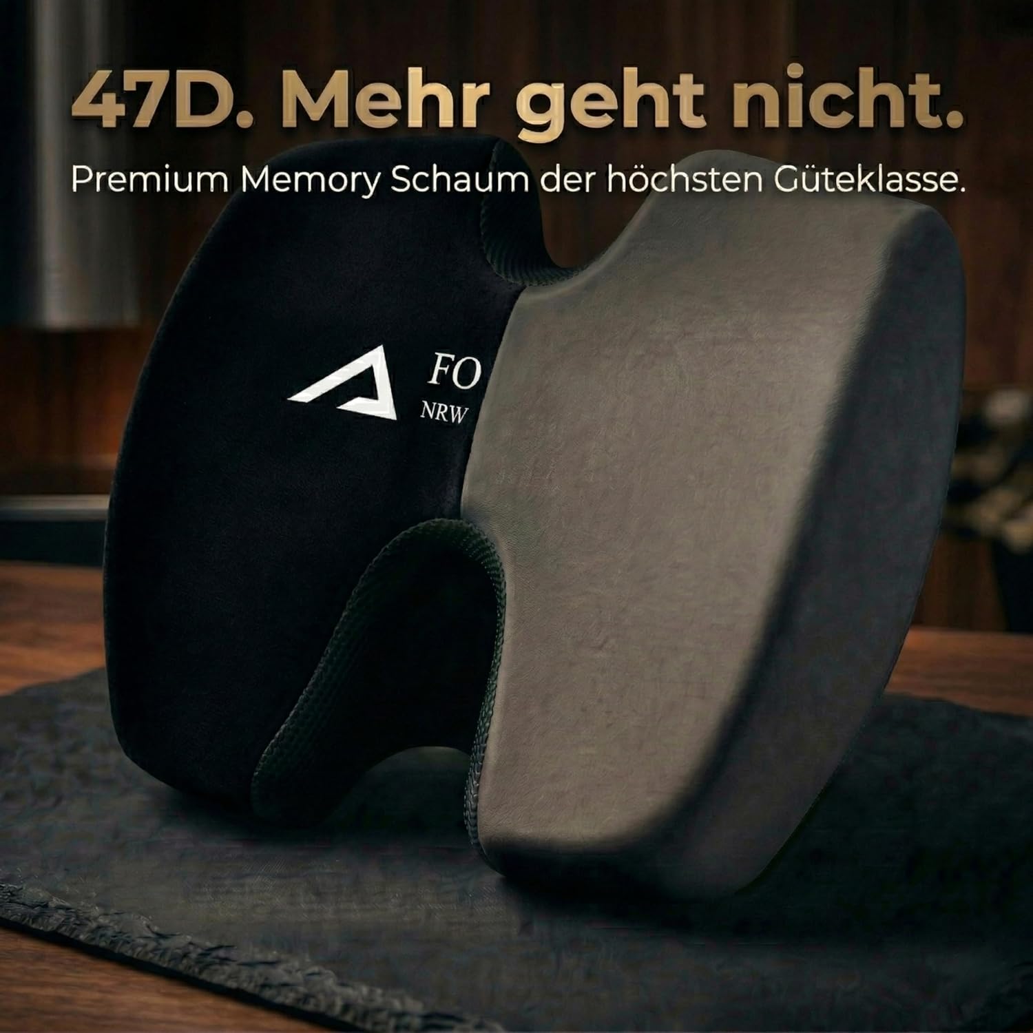 Orthopädisches Sitzkissen mit doppelter Aussparung – 47D Premium Memory Foam – ergonomische Entlastung für Steißbein, Hüfte & Wirbelsäule – Öko-Tex 100 – Testsieger 2025 (schwarz) – Bild 2