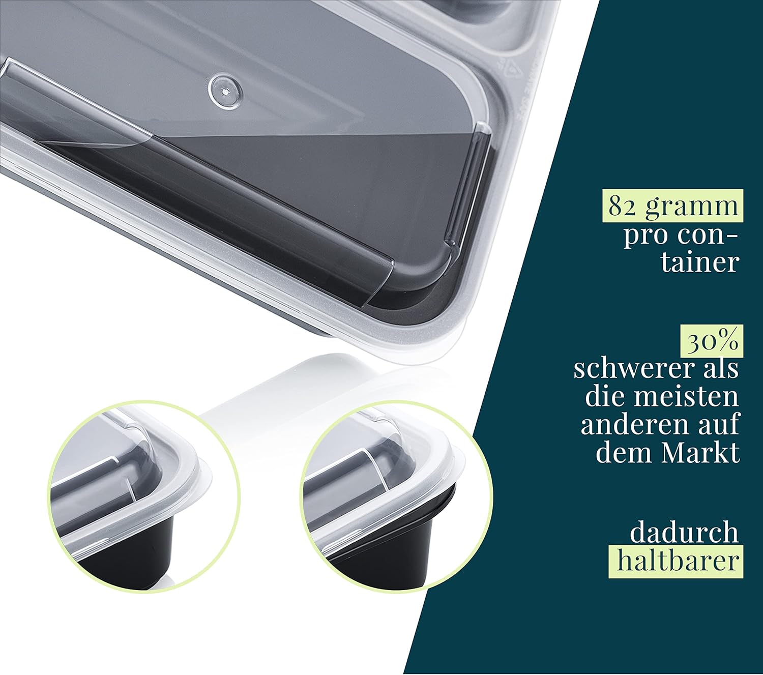 Meal-Prep-Boxen mit 3 Fächern im praktischen 10er-Pack – mikrowellen- und spülmaschinenfest, wiederverwendbar, luftdicht verschlossen, BPA-frei, Lunchbox, Gefrierbehälter, Tupperware-Set, Mikrowellengeschirr – Bild 7