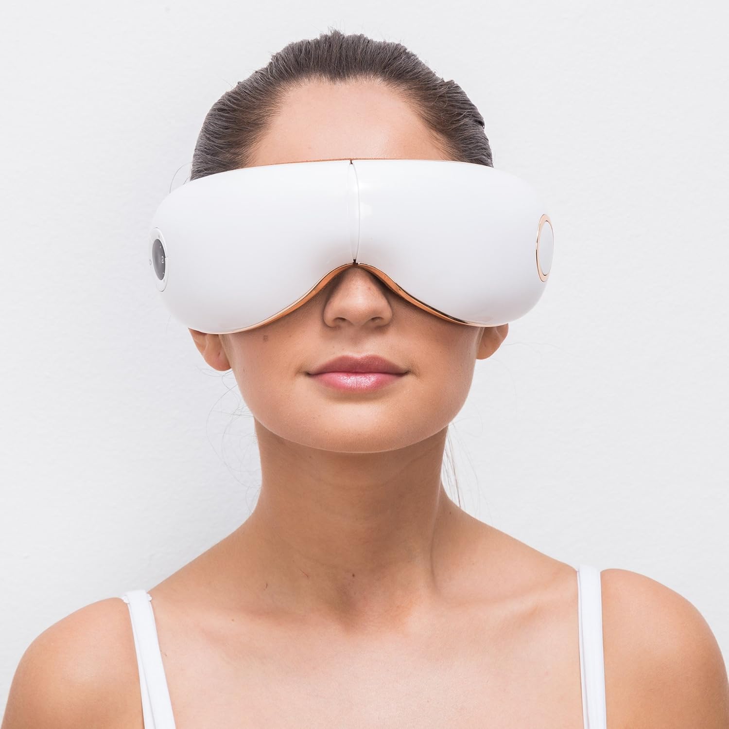 GLOBAL RELAX Skandas Gesichts- und Augenmassagegerät, faltbare Brille mit Vibrationsmassage, Pressotherapie, Wärme, Musik, Concealer für Augenringe, integrierte Lautsprecher – Bild 5