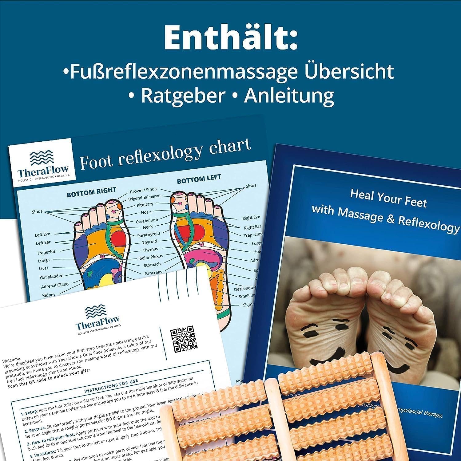 Dualer Fußmassageroller (groß) lindert Plantarfasziitis, Fersen- und Fußgewölbeschmerzen und Stress – Fußtabelle und Anleitung im Lieferumfang enthalten – Akupressur-/Reflexzonenmassagegerät – perfektes Geschenk – Bild 6