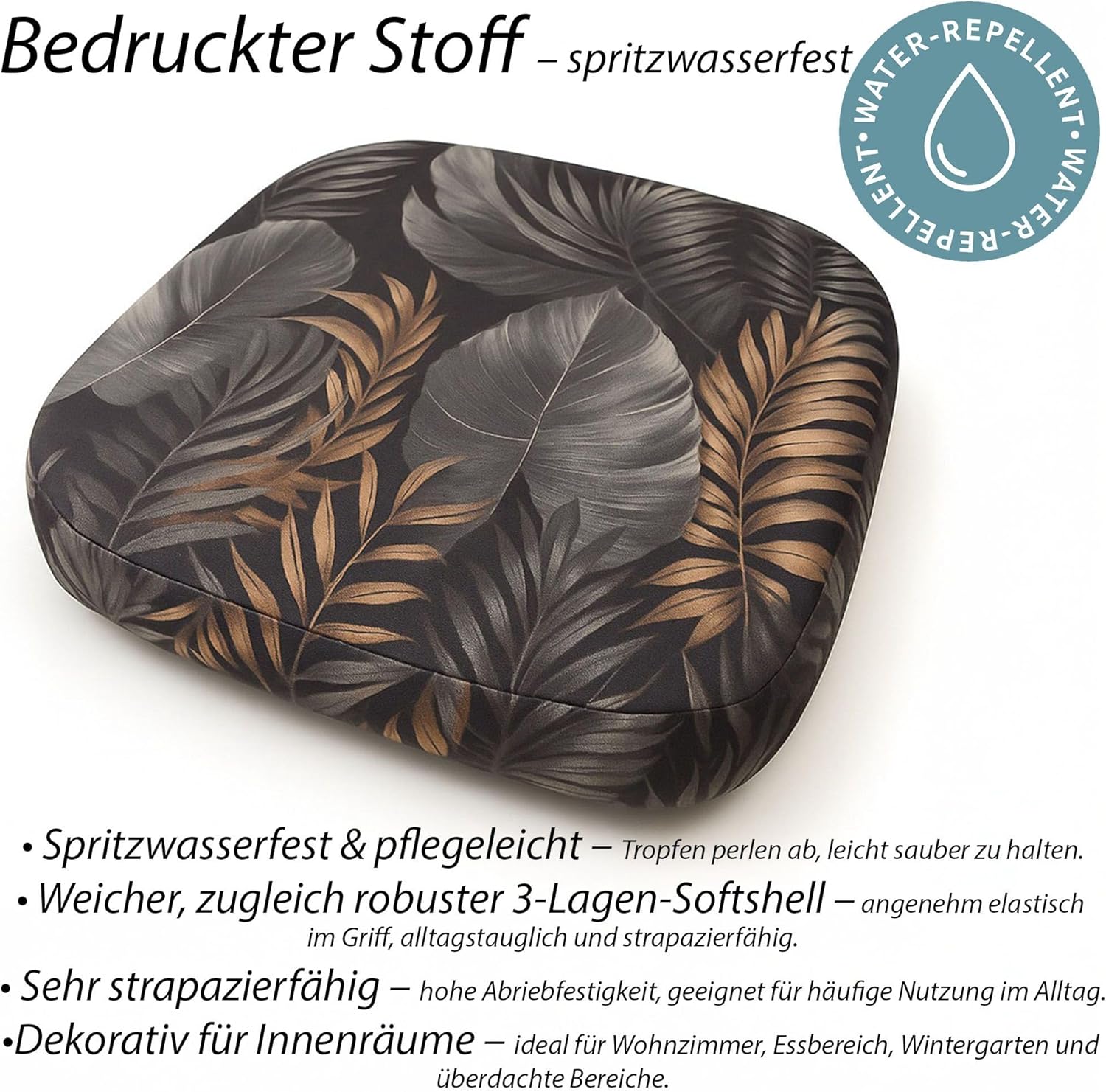 SILUK Sitzkissen-Set mit 4 Stück – wasserdicht, weich und dick, abnehmbarer Bezug mit Reißverschluss, Outdoor- und Indoor-Stuhlkissen, waschbar (braun) – Bild 4