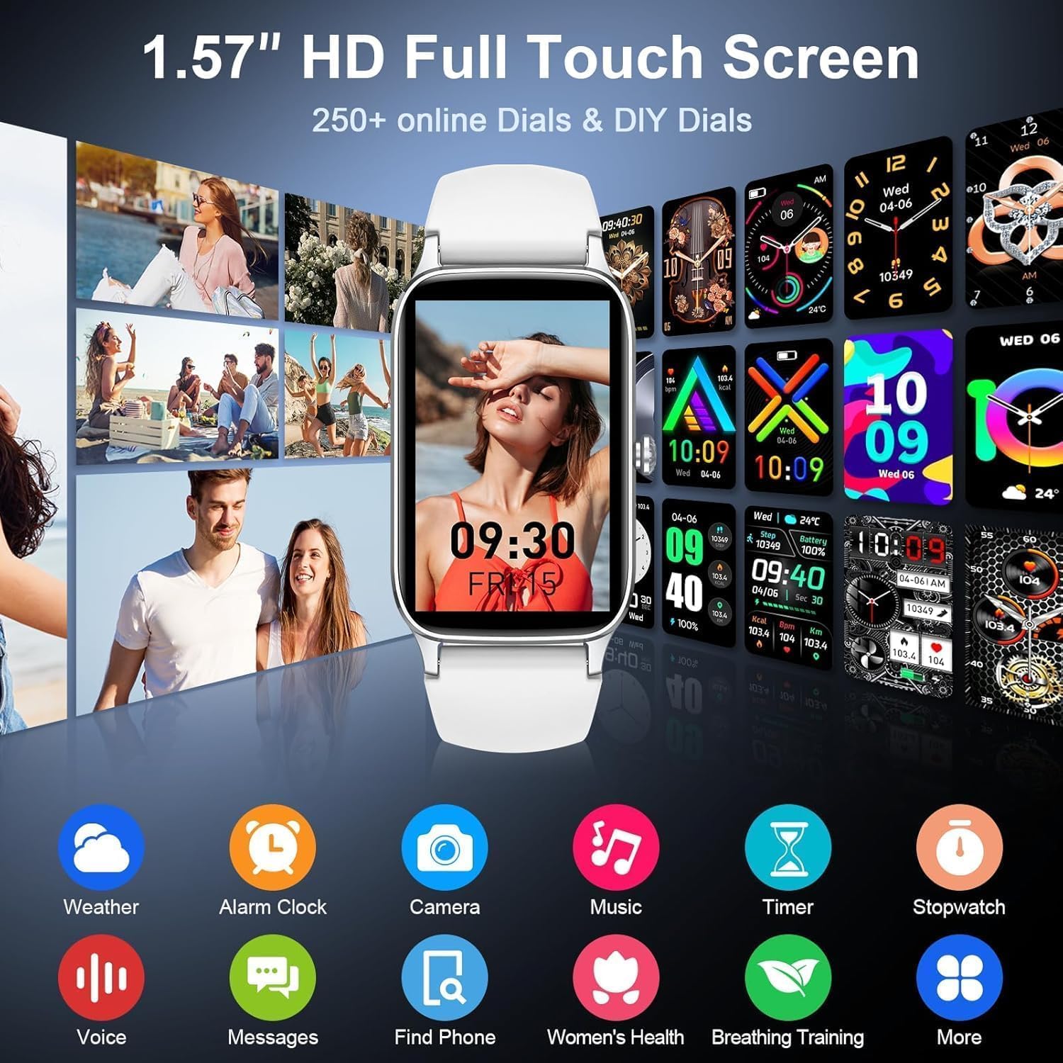 Soudorv Smartwatch Herren Damen 1,57 Zoll HD Fitnessuhr Herren – Bild 2