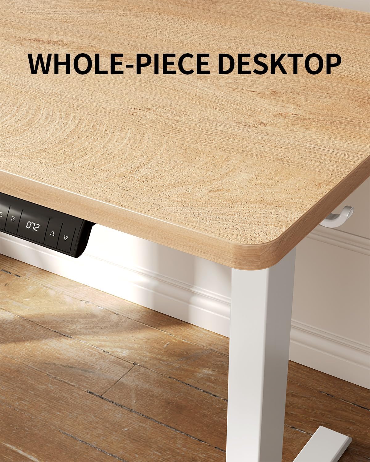 FEZIBO Höhenverstellbarer Schreibtisch, einteilige Tischplatte, 120 x 60 cm, Schreibtisch höhenverstellbar mit USB-A- und USB-C-Ladeanschlüssen, Stehsitztisch für Home Office, Stehpult, Eiche – Bild 4