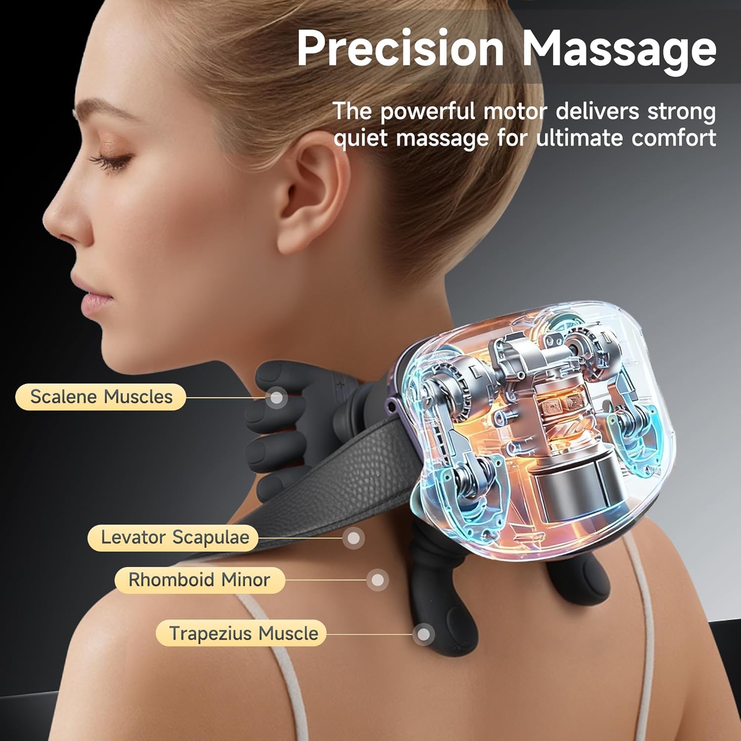 4D Elektrisches Nackenmassagegerät mit Wärmekabello – Yorraka 3 Massagemodi und 2 Wärmestufen Shiatsu-Massagegerät Nacken Schulter – Tragbare Nackenmassagegeräte für Zuhause, Büro, Reisen (schwarz) – Bild 4