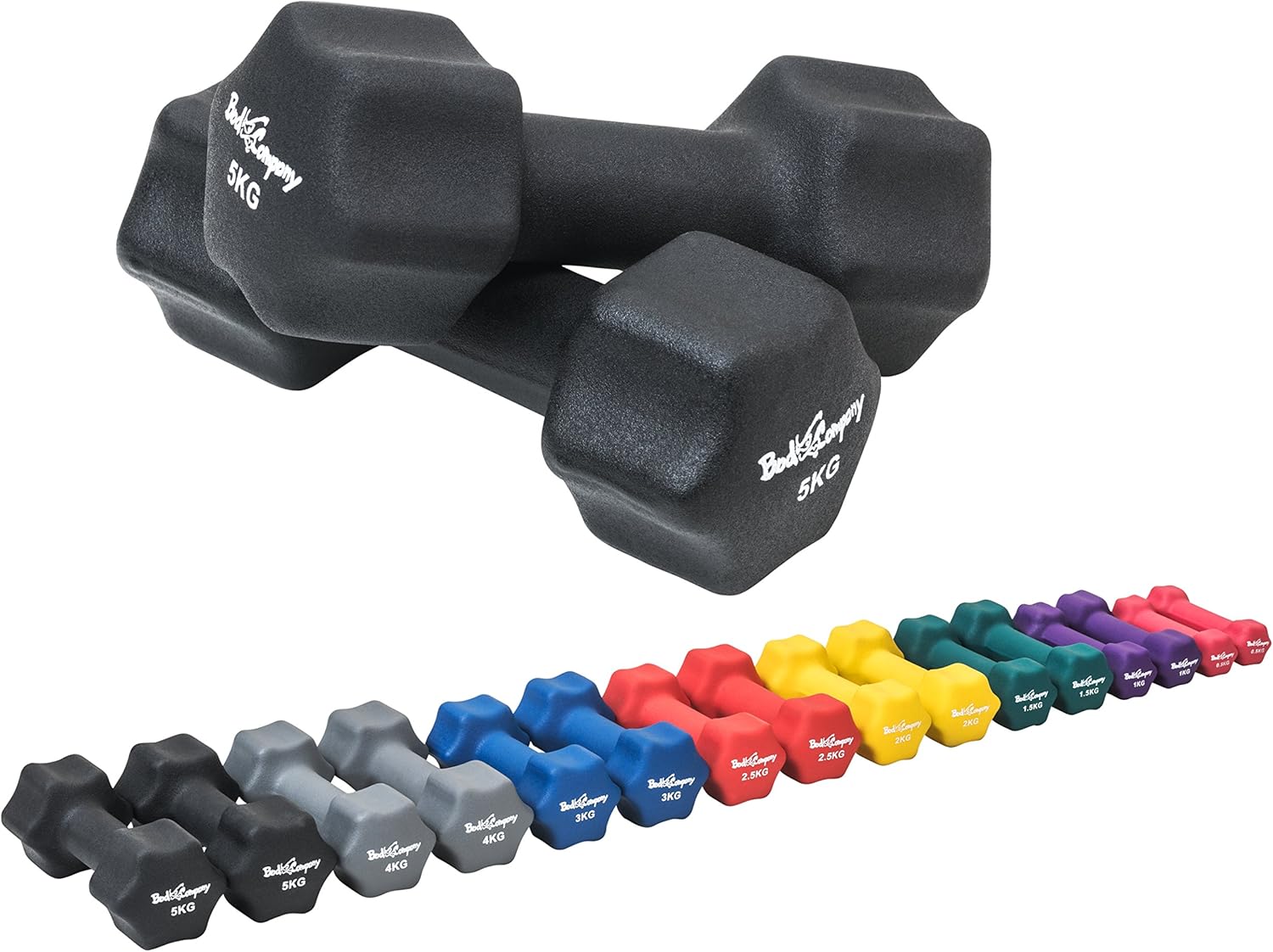Bad Company Neopren-Hanteln 0,5 kg bis 5 kg farbig I kleine Hantel gummiert für Fitness Gymnastik Aerobic Home Gym Hanteln für Damen Herren I Hanteln