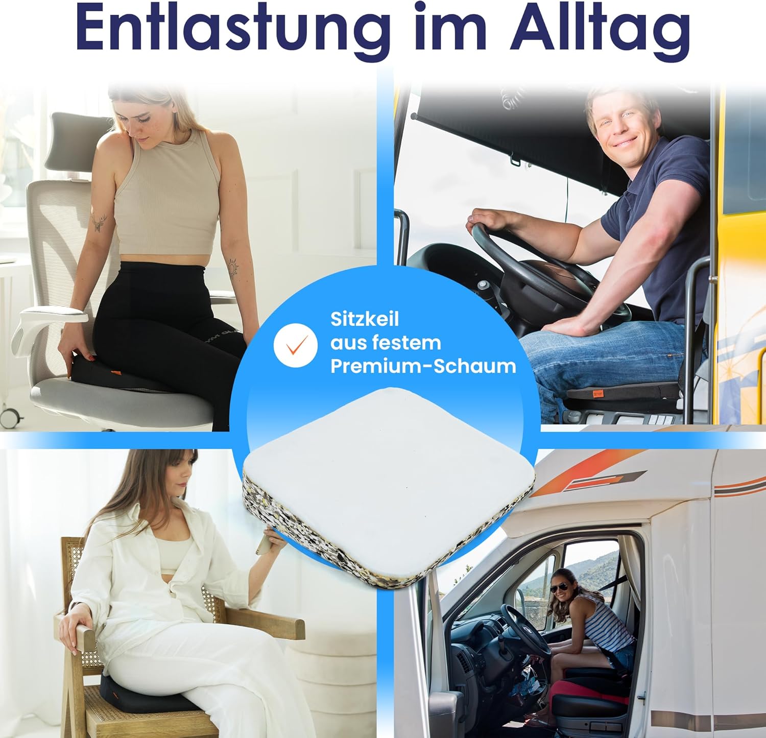 DYNMC You Bequemes Keilkissen-Sitzkissen mit rutschfester Unterseite, ideal für Bürostuhl-Autositze – Bild 6