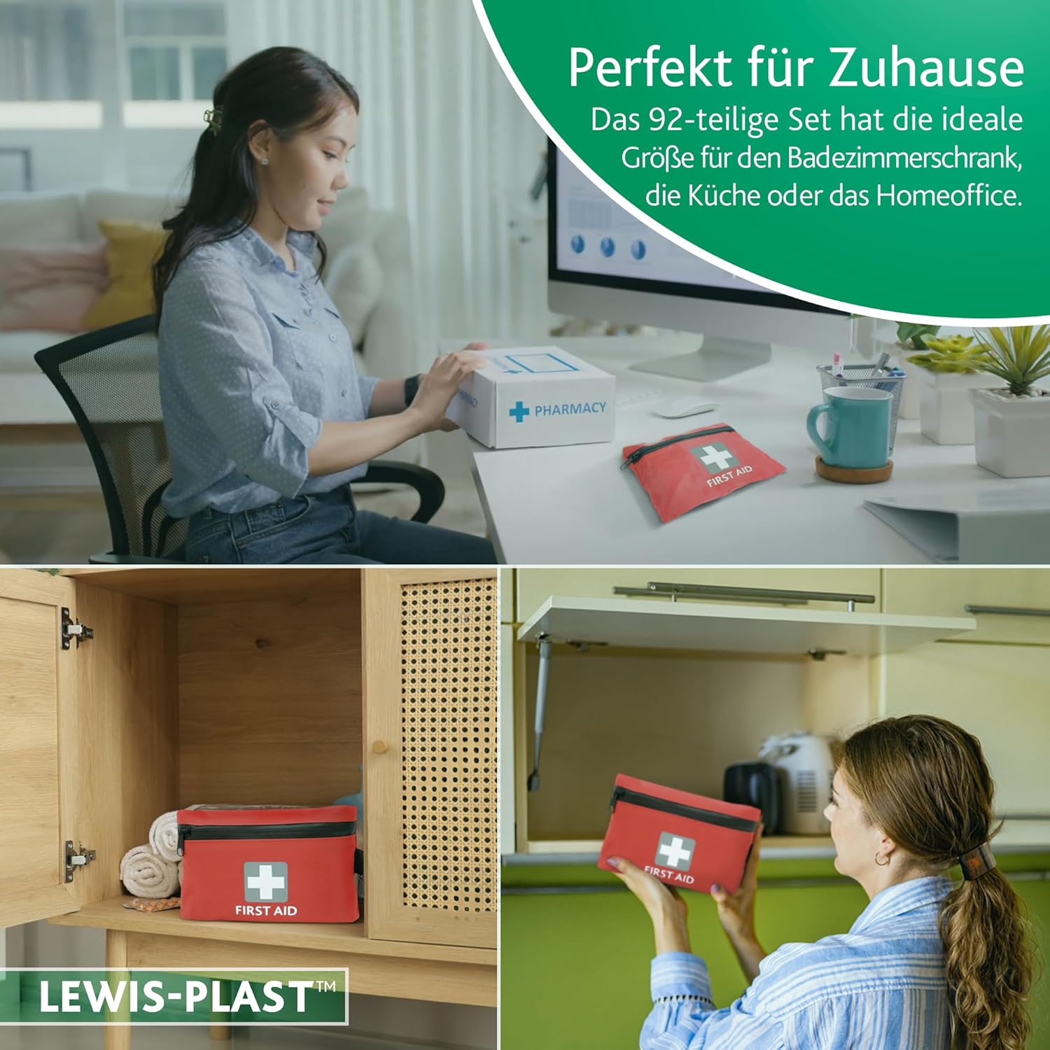 LEWIS-PLAST Erste-Hilfe-Set Erste-Hilfe-Tasche 92-teilig – Hochwertiges, tolles Rettungsset entspricht den europäischen Standards – Erste-Hilfe-Medizinset für Camping, Schularbeit und vieles mehr – Bild 5