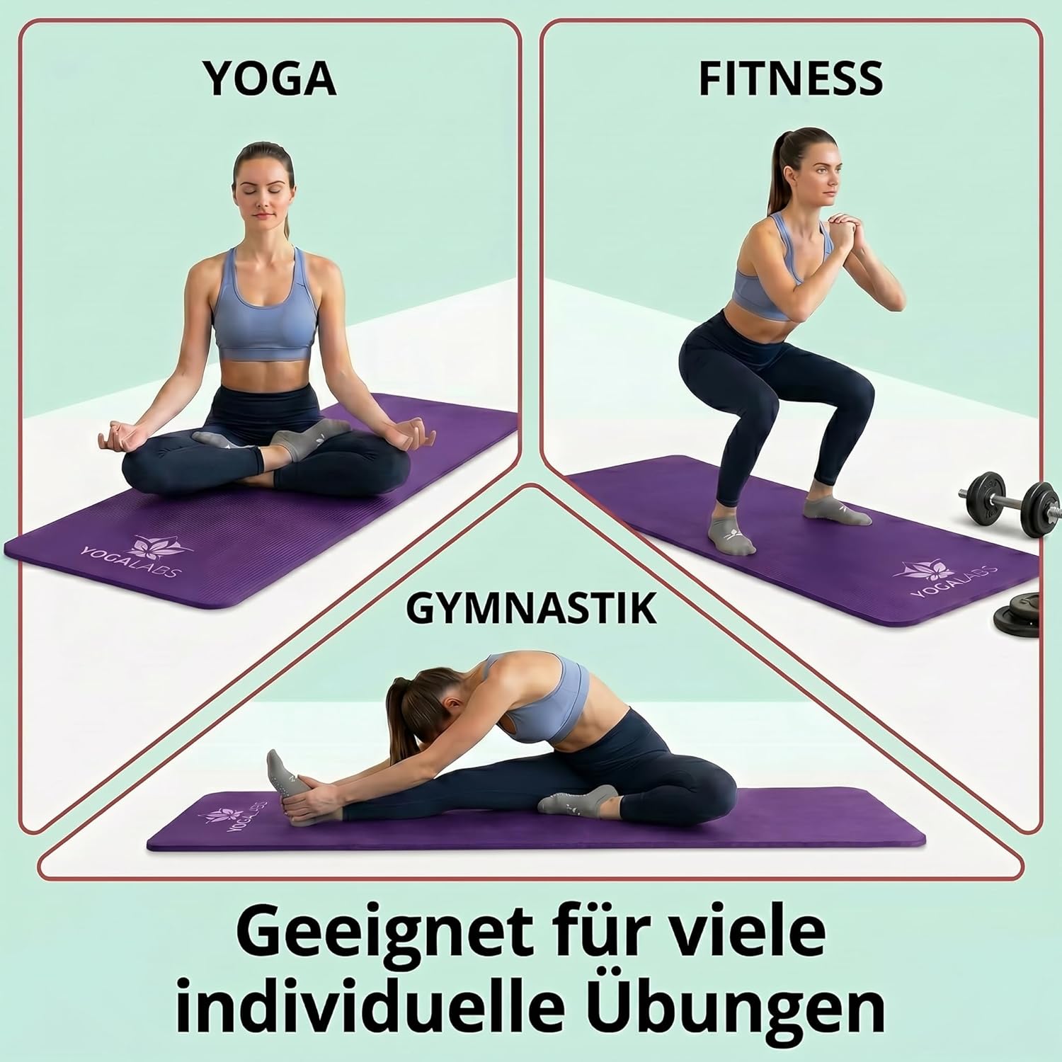 NRB Yogamatte 183 x 61 x 1,5 cm – extra dicke Fitnessmatte & Gymnastikmatte – rutschfest, gelenkschonend & langlebig – Pilatesmatte mit Tragegurt – Bild 6