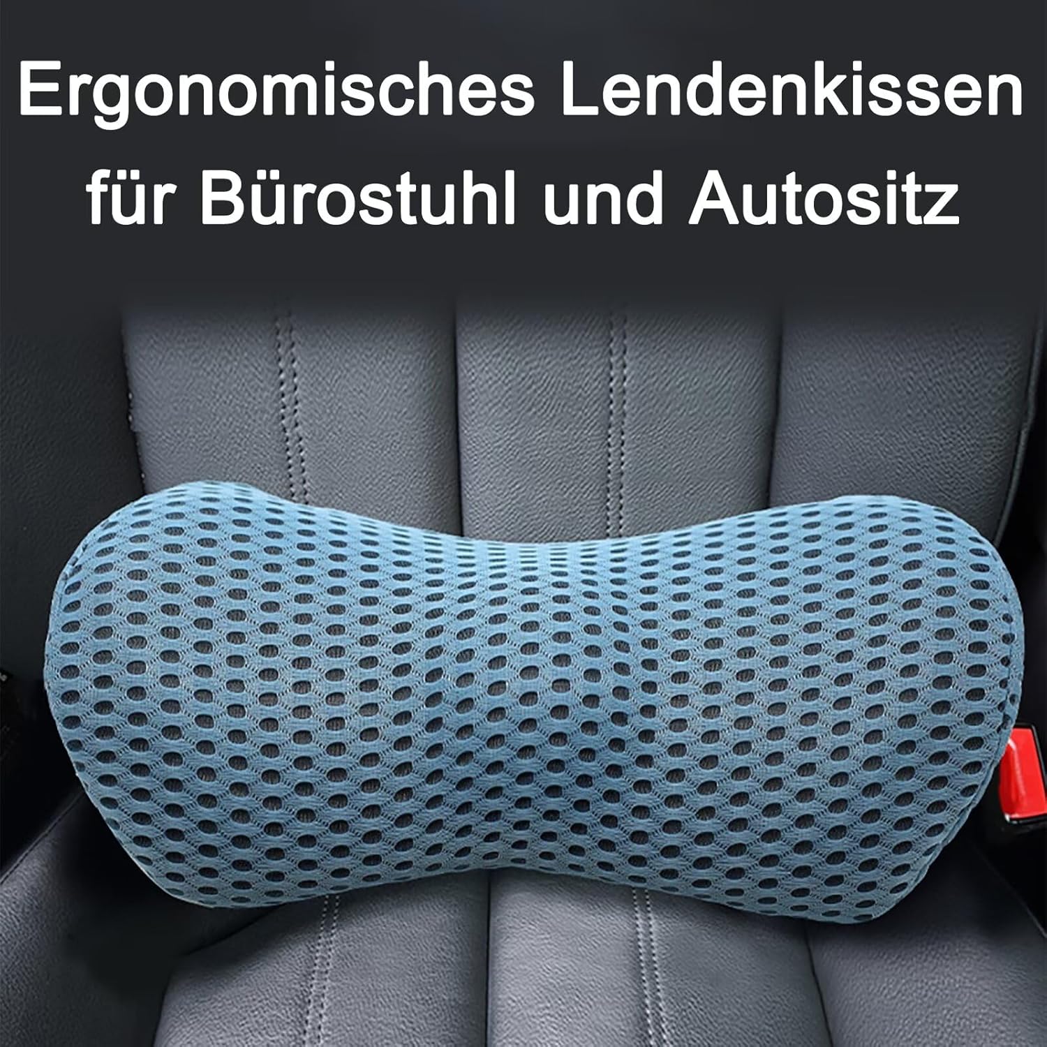 Lendenkissen, Ergonomisches Rückenkissen, Memory Foam Lendenkissen Auto, Komfort Rückenstützkissen zur Druckentlastung, Rückenkissen für Bett/Stuhl/Autositz/Bürostuhl (Blau) – Bild 3