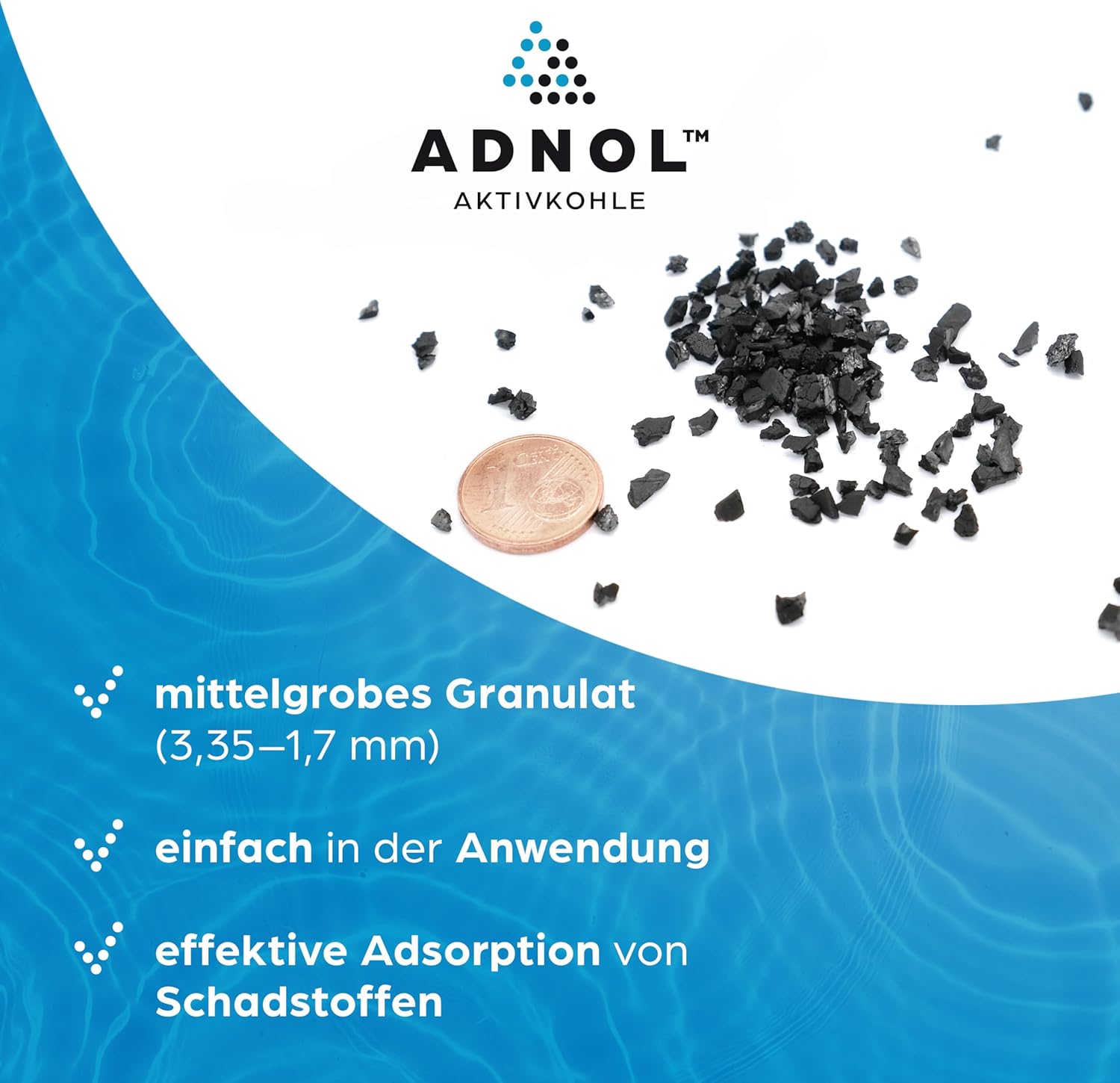Aktivkohlegranulat 5 Liter aus Kokosnussschalen für Wasserfilter für Aquarium und Teich, Maschenweite 6 x 12, Körnung 3,35-1,7 mm, Energieklasse A, als Kohlefilter einsetzbar – Bild 7