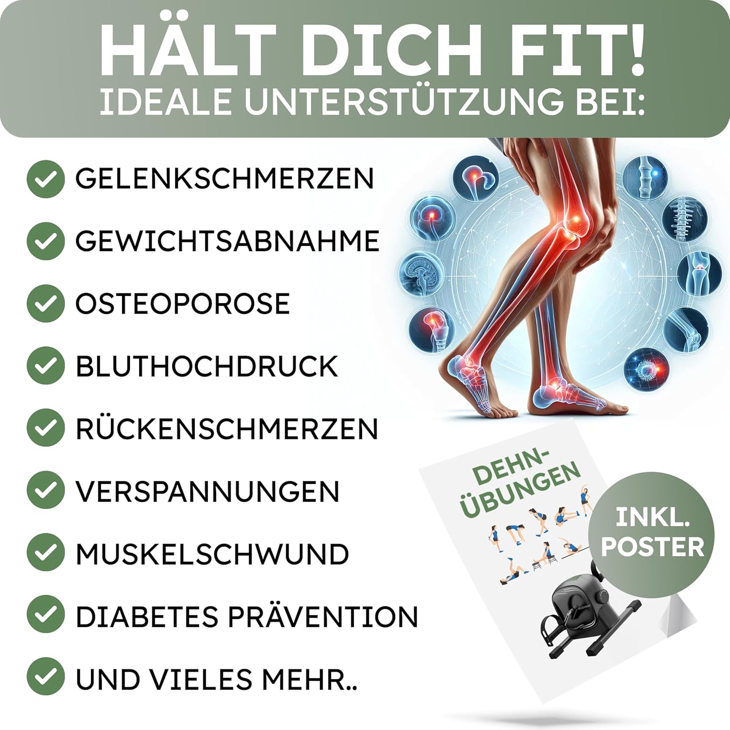 HELDENWERK Pedaltrainer-Set – TÜV/GS geprüft 2025 inkl. Befestigungsgurt & Antirutschmatte – Arm- und Beintrainer für zu Hause – Senioren Pedaltrainer, Heimtrainer – Bild 7