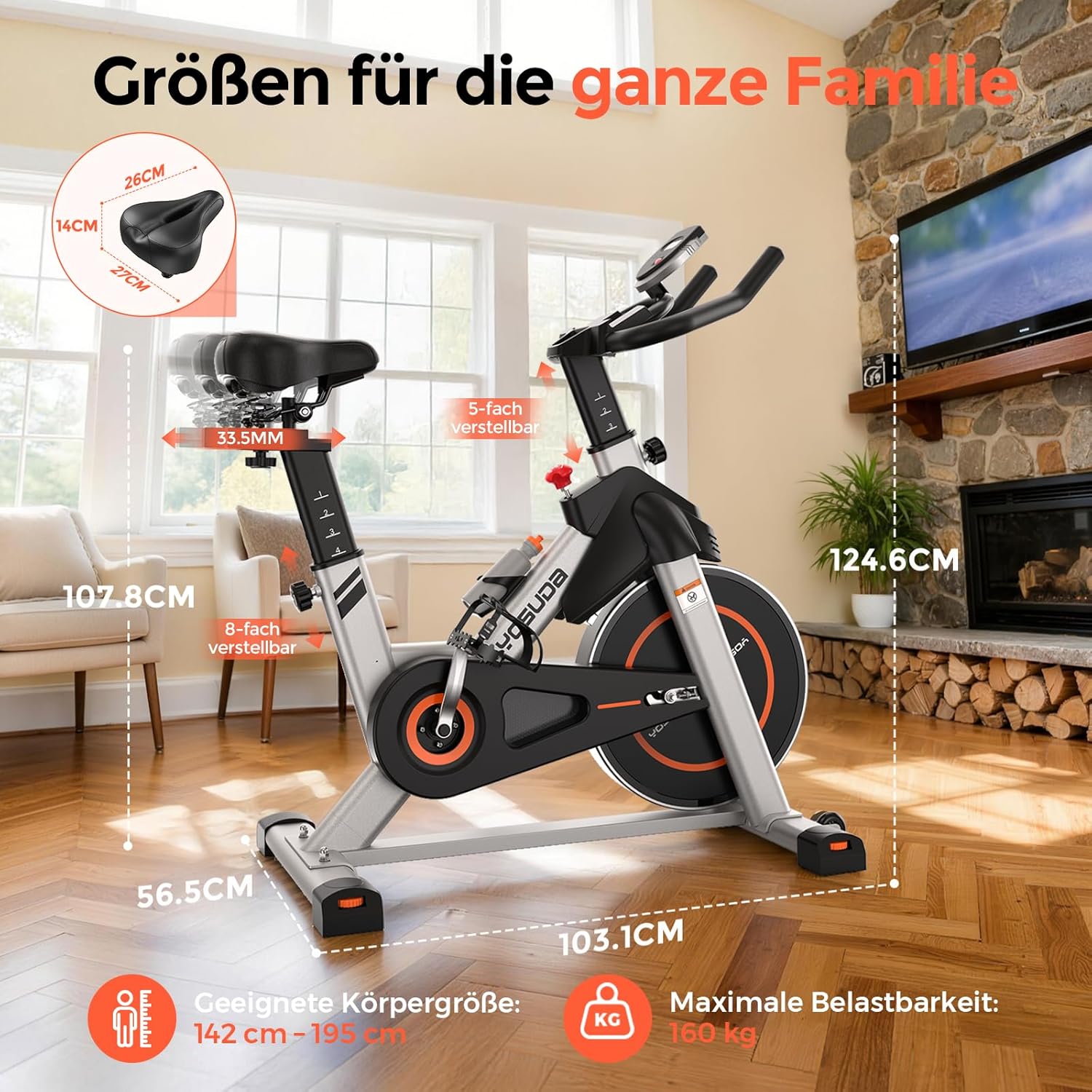 【2026 Aktualisiert】YOSUDA Heimtrainer Fahrrad, Leises Hometrainer Fahrrad mit einstellbarem magnetischem Widerstand, LED-Monitor, Tablet-Halter, Spining Bike Inndoor für Kardiotraining zu Hause – Bild 5