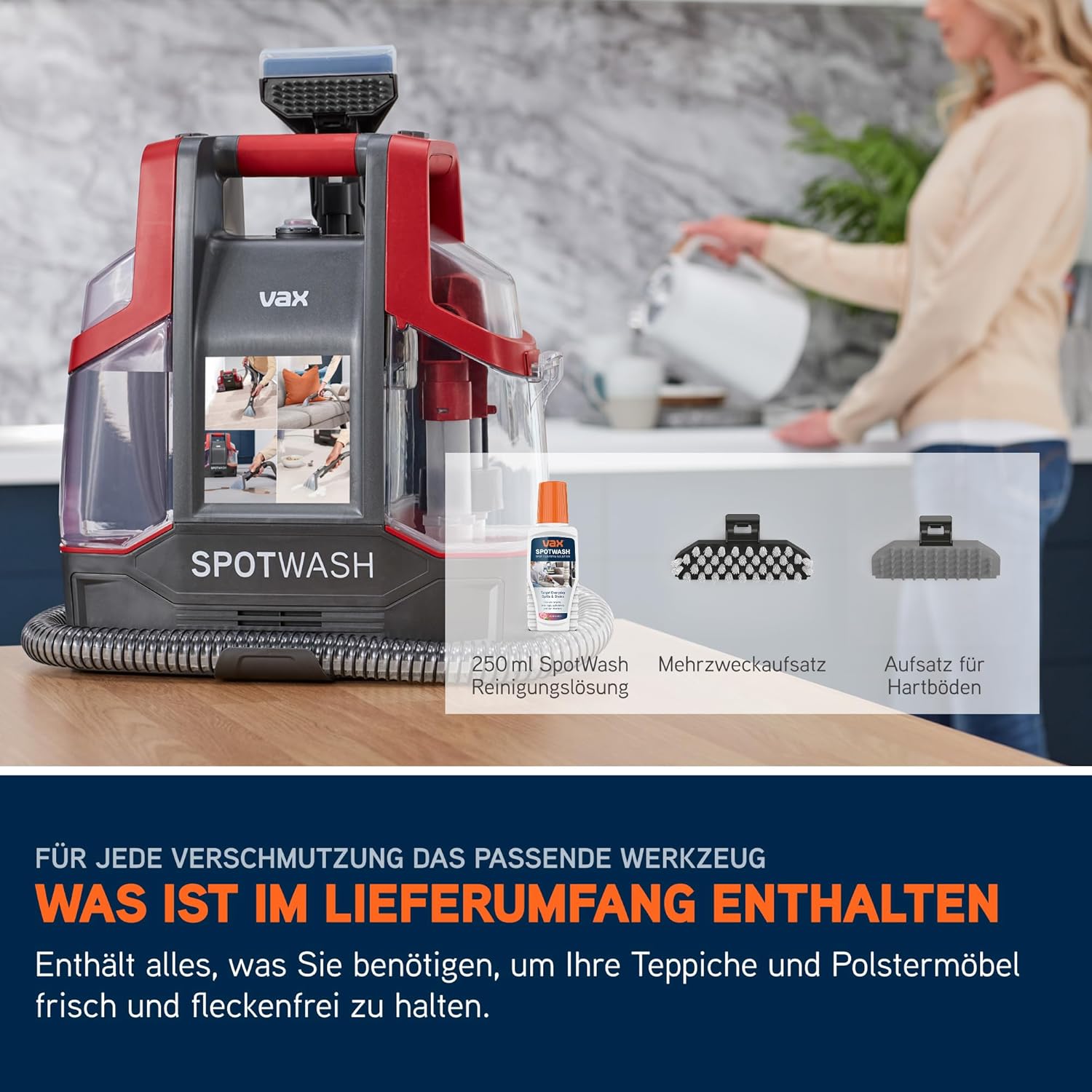 Vax SpotWash Fleckenreiniger – Teppich- und Polsterreinigungsgerät mit starker Saugkraft, schnell trocknend, ideal für die tägliche Tiefenreinigung von Treppen, Sofas, Autos und Hartböden – Bild 14