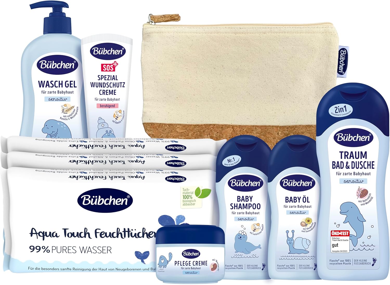 Bübchen Newborn Baby Care Kit 7-teiliges Geschenkset – Geschenkset für Babyprodukte vom milden Shampoo bis zur pflegenden Wundschutzcreme, silikonfrei