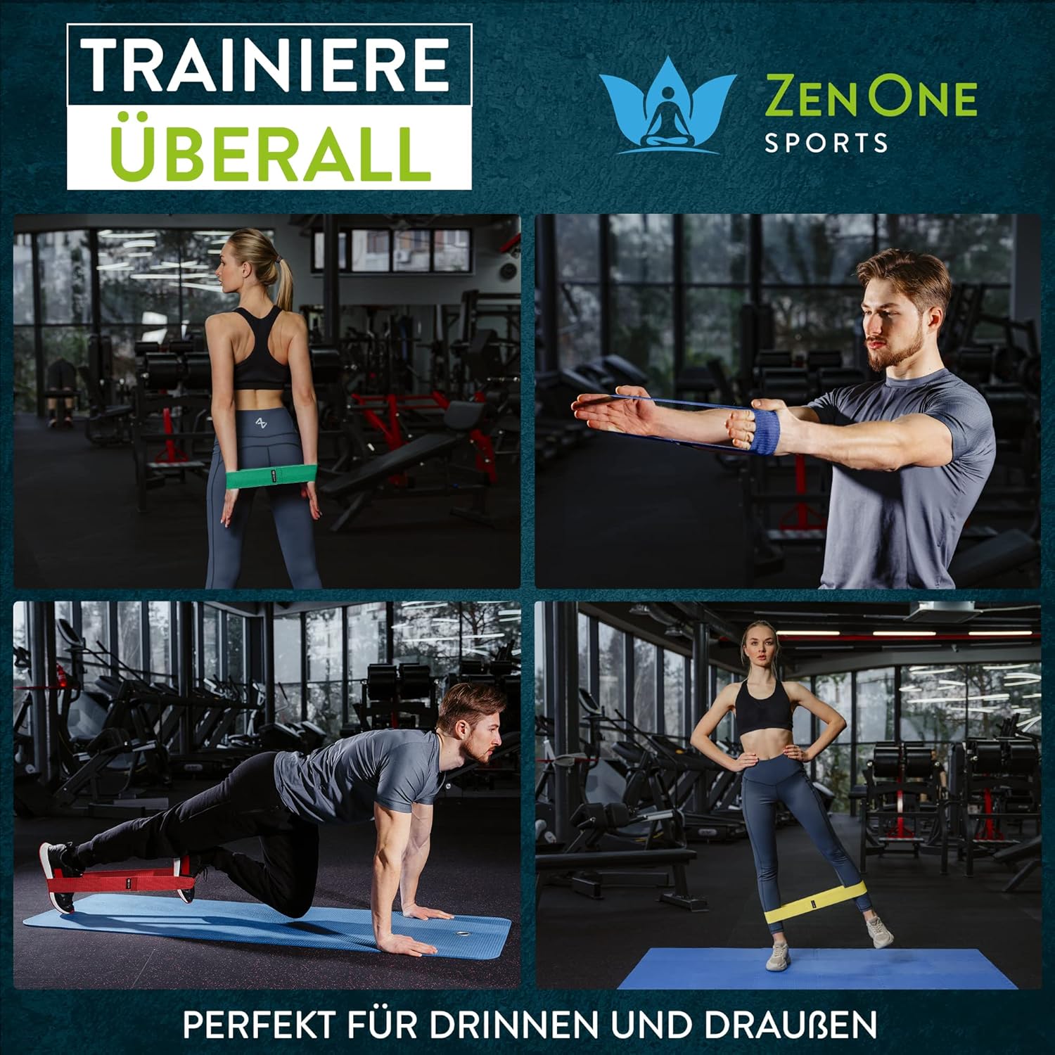 ZenOne Sports® Fitnessbänder aus Latex I Loop Bänder Set - Widerstandsbänder in 3-5 Stärken I Resistance Bands für Krafttraining, Warm-up & mehr I Booty Band Set mit Workout-Guide, Theraband Loop – Bild 6