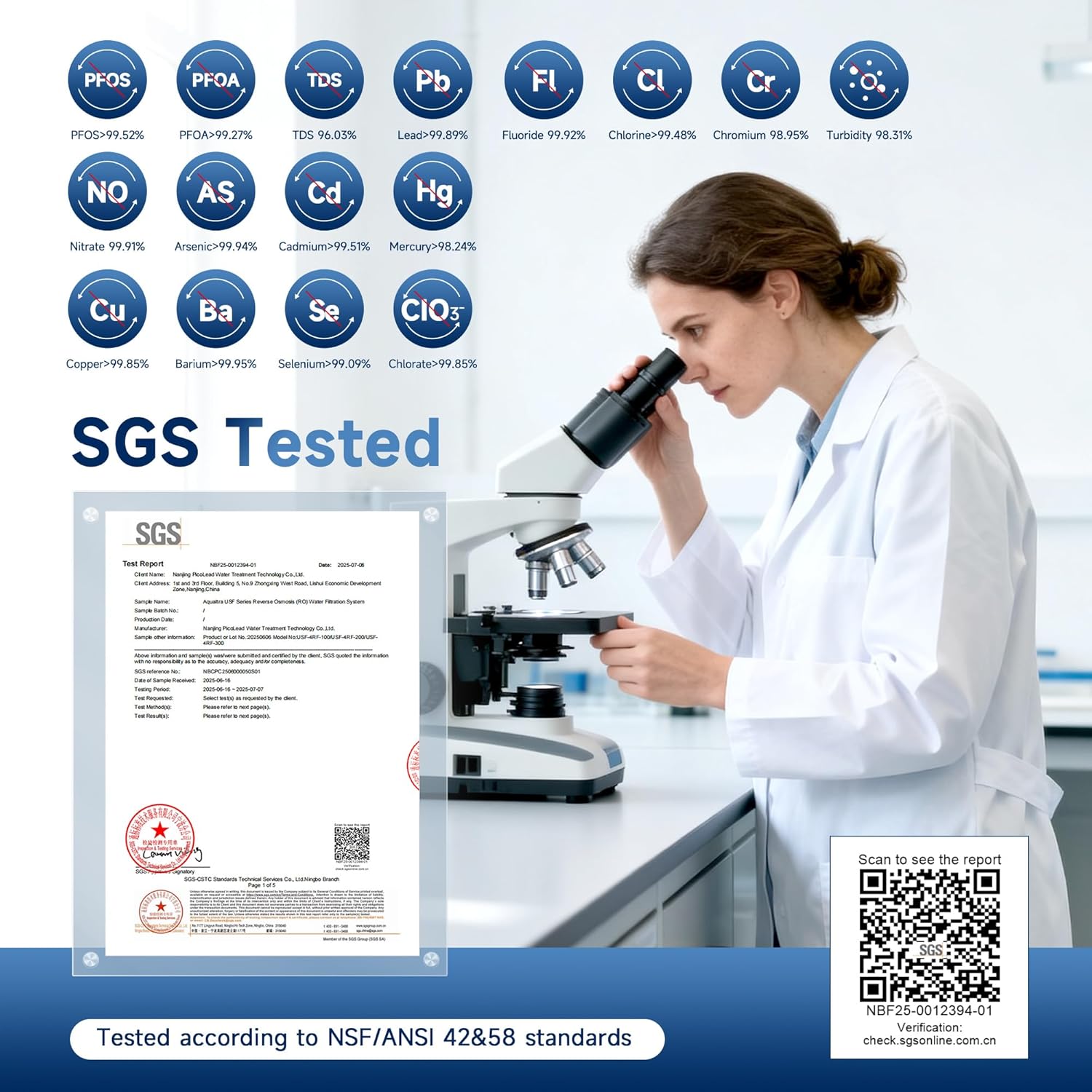 AQUALTRA USF-4RF-100 Untertisch Osmoseanlage Umkehrosmoseanlage Trinkwasser, Mehrstufiges Umkehrosmose Trinkwasser Filtersystem, 100GPD mit Alkalien & Mineralien Filter, 3:1 Abwasser mit Wasserhahn – Bild 2