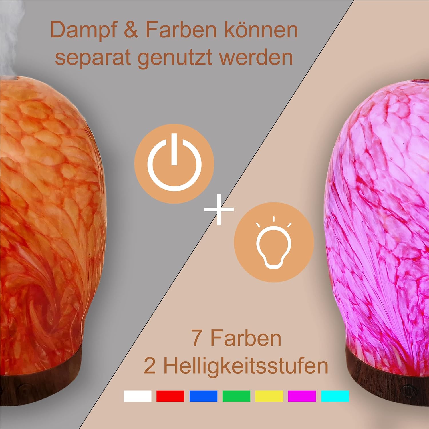Aromadiffusor Glas 100 ml, leiser Ultraschall, Farbwechsel 7 LED-Farben, Timer & Abschaltautomatik, Ölbrenner mit Planetenmuster, BPA-frei – Bild 7