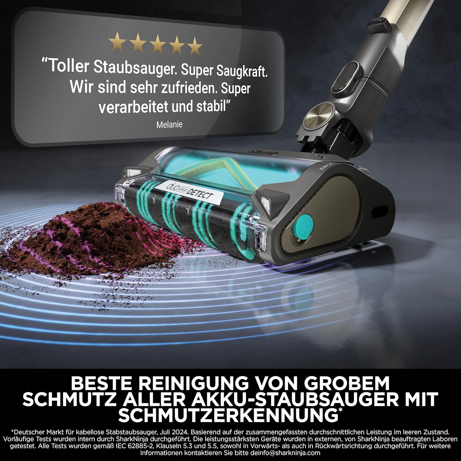 Shark PowerDetect Clean & Empty Akku-Staubsauger mit Saugstation, bis zu 70 Minuten Laufzeit, kabellos, selbstentleerend für Tierhaare, Allergiker, Teppiche und Hartböden, mit LED-Licht, Gold, IP3253EUT – Bild 4