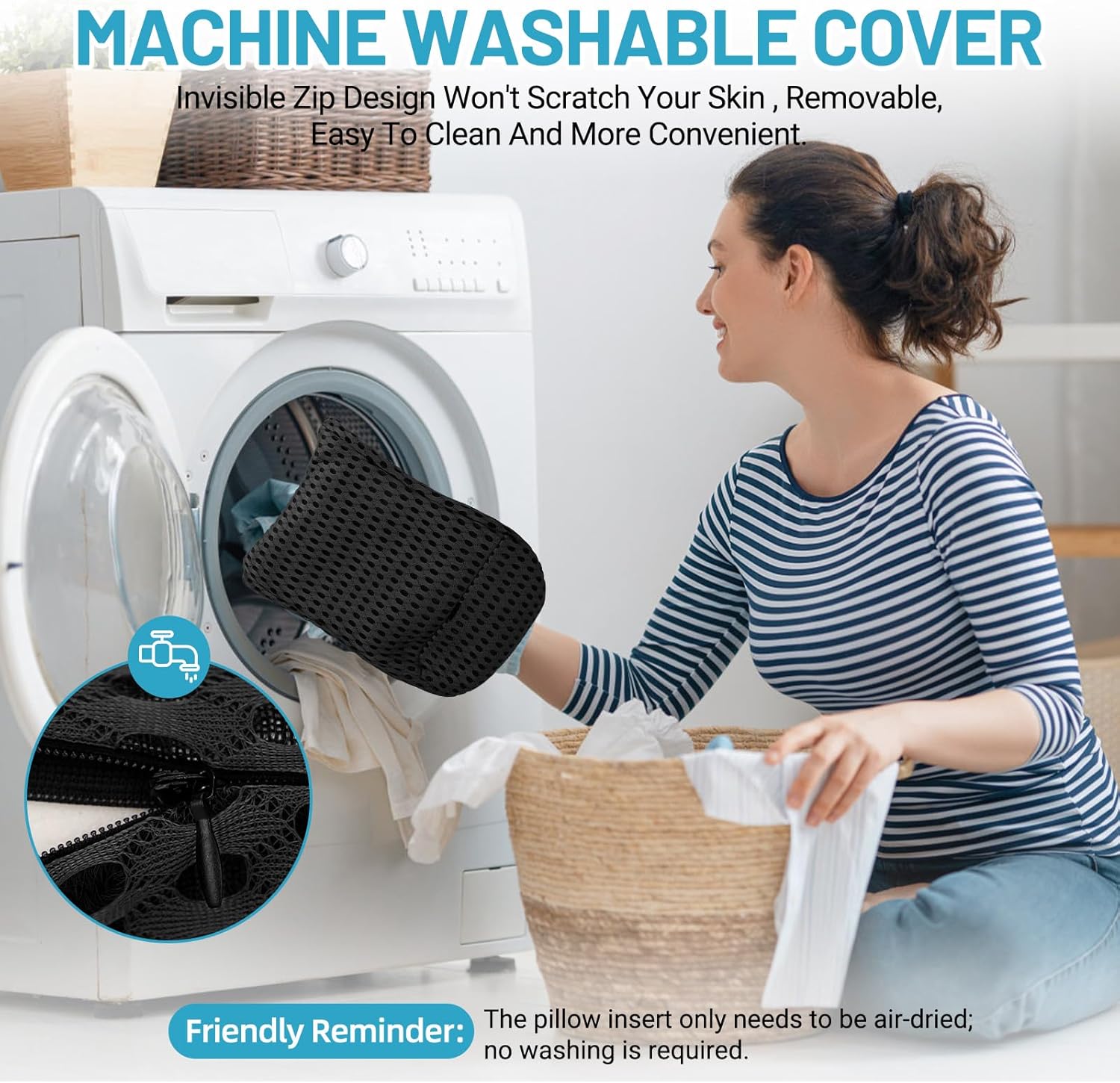 Lendenkissen aus Memory-Schaum, ergonomisches Rückenkissen, Lendenkissen, Rückenstützkissen mit atmungsaktivem Bezug & verstellbarem Gurt, Rückenkissen für Auto, Bürostuhl, Bett, Sofa (schwarz) – Bild 5