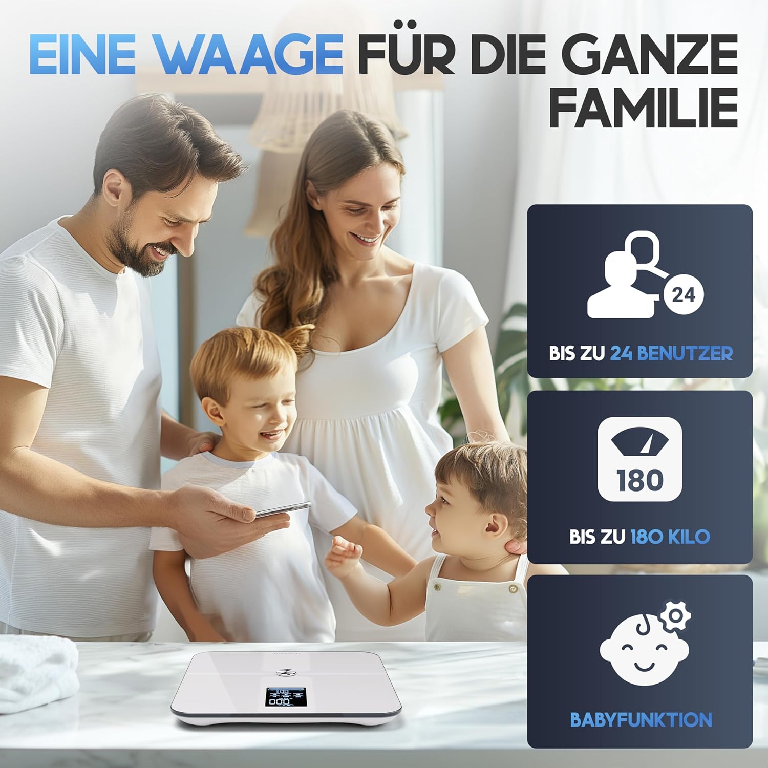HELDENWERK Personenwaage Körperfettwaage Personen mit App & Vollflächensensor 180 kg / 400 lbs, Digitale Körperwaage, Bluetooth Körperanalysewaage für Körperfett, BMI, Muskelmasse, Protein, BMR – Bild 6