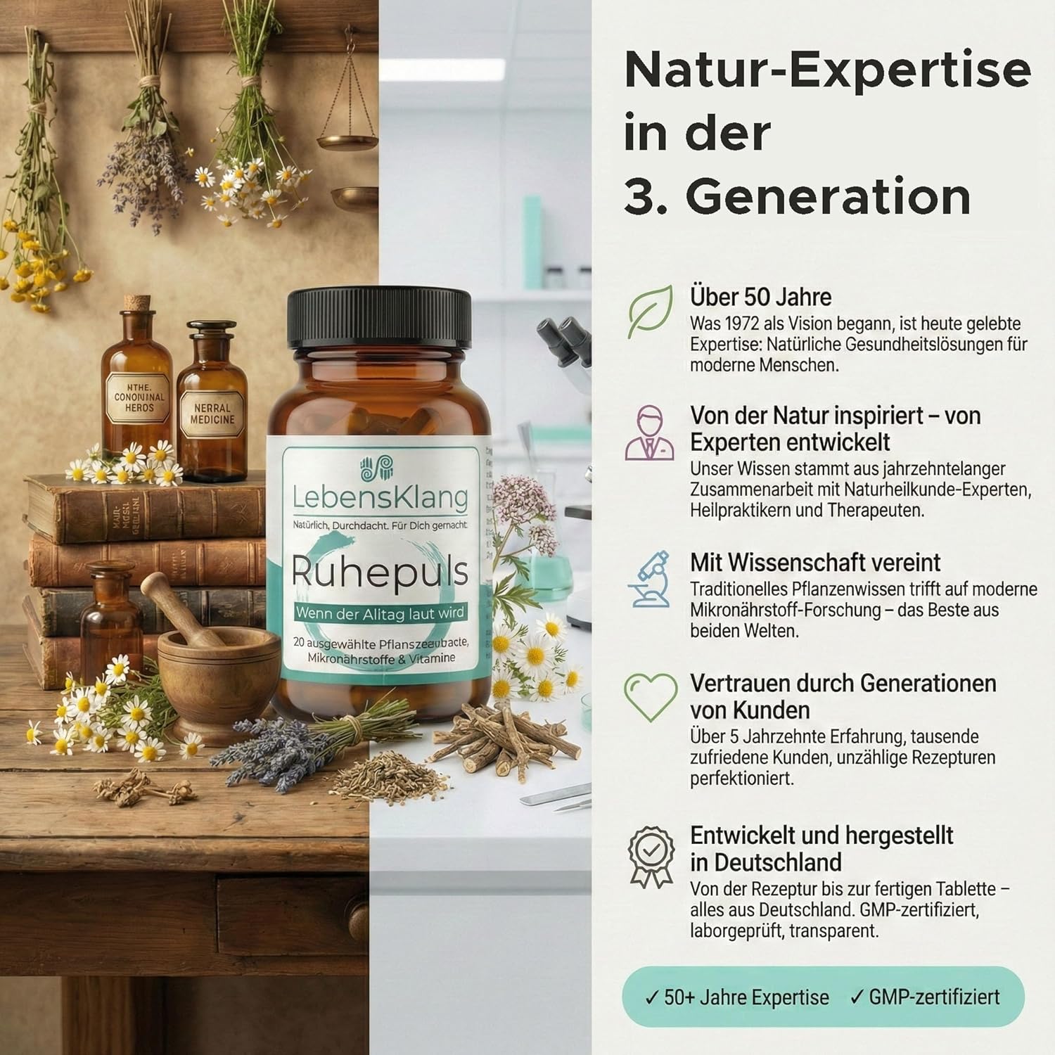 Ruhepuls – Innerer Frieden für Ihr Nervensystem¹ | Ashwagandha-Komplex | Harmonie-Balance | Entspannung | Gute Laune | Ashwaganda, Passionsblume & mehr | Nervenfutter-Geschenk – 30 Tabletten – Bild 6